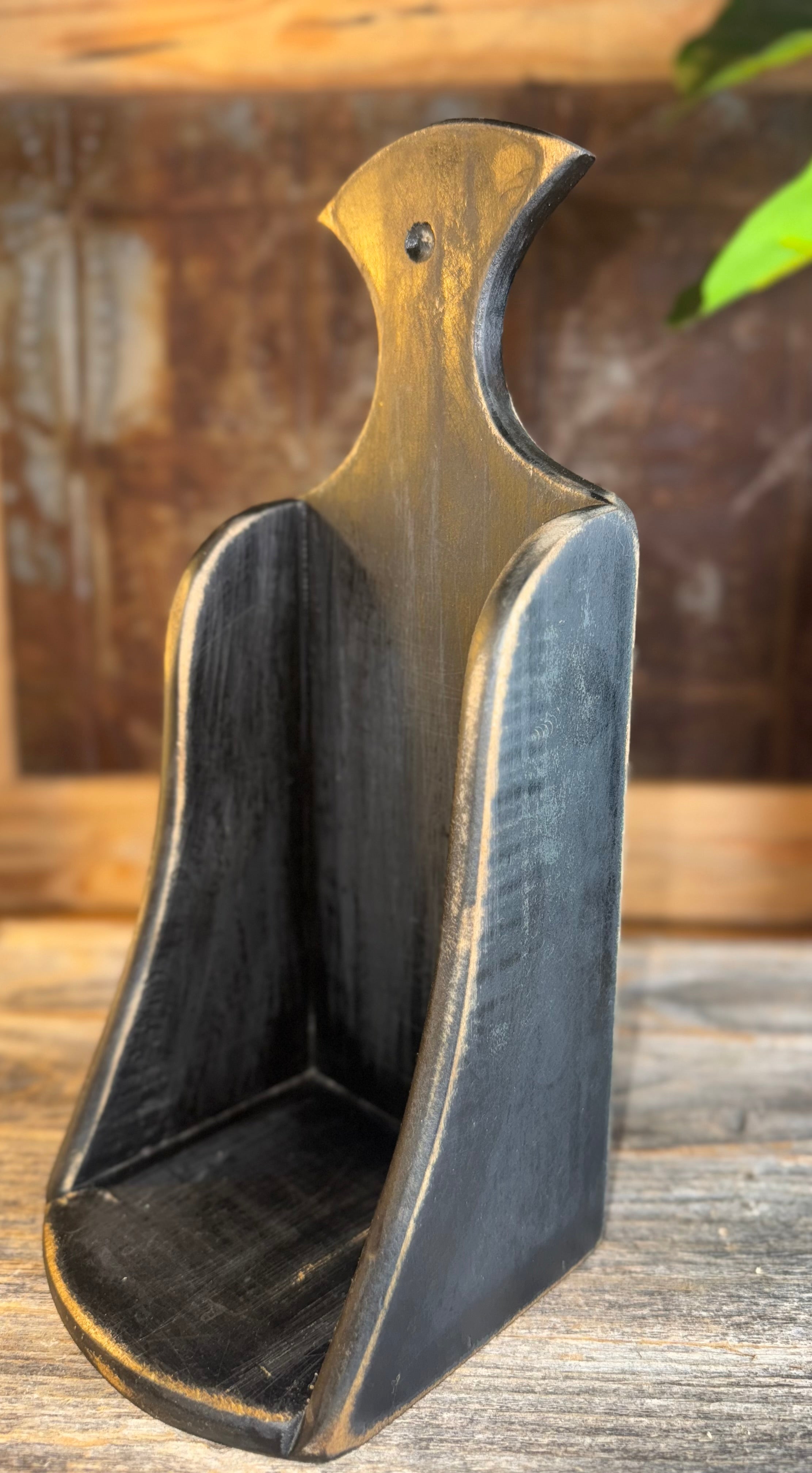 Black Wooden Candle Shelf Primitive Style