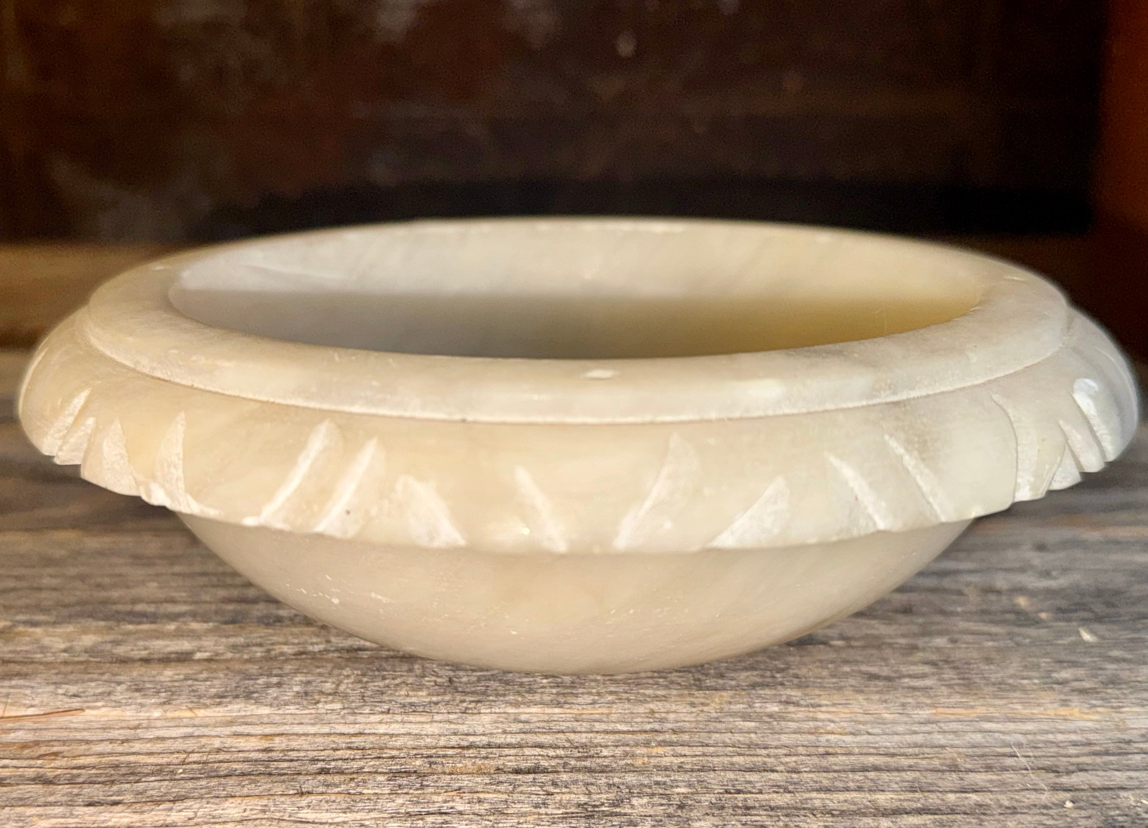 Vintage Alabaster Pedestal Bowl (Top Only)