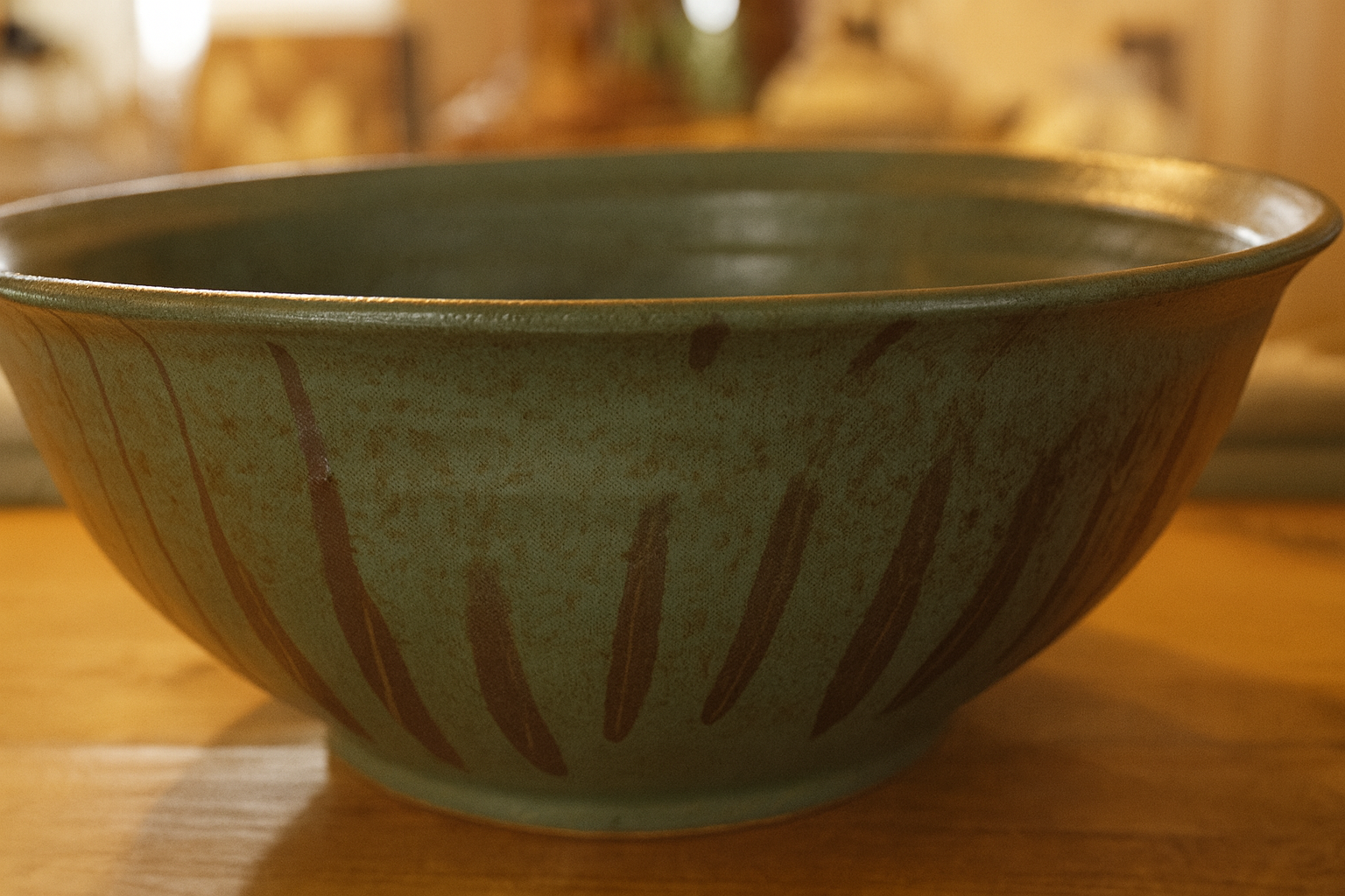Handmade Green Serving Bowl by Dick Ketelle