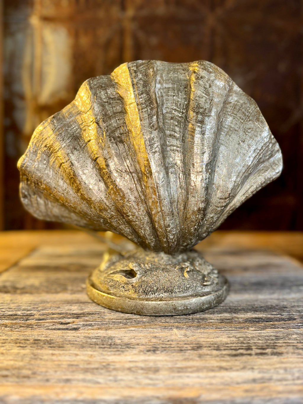 Vintage Silver Clam Shell Table Lamp