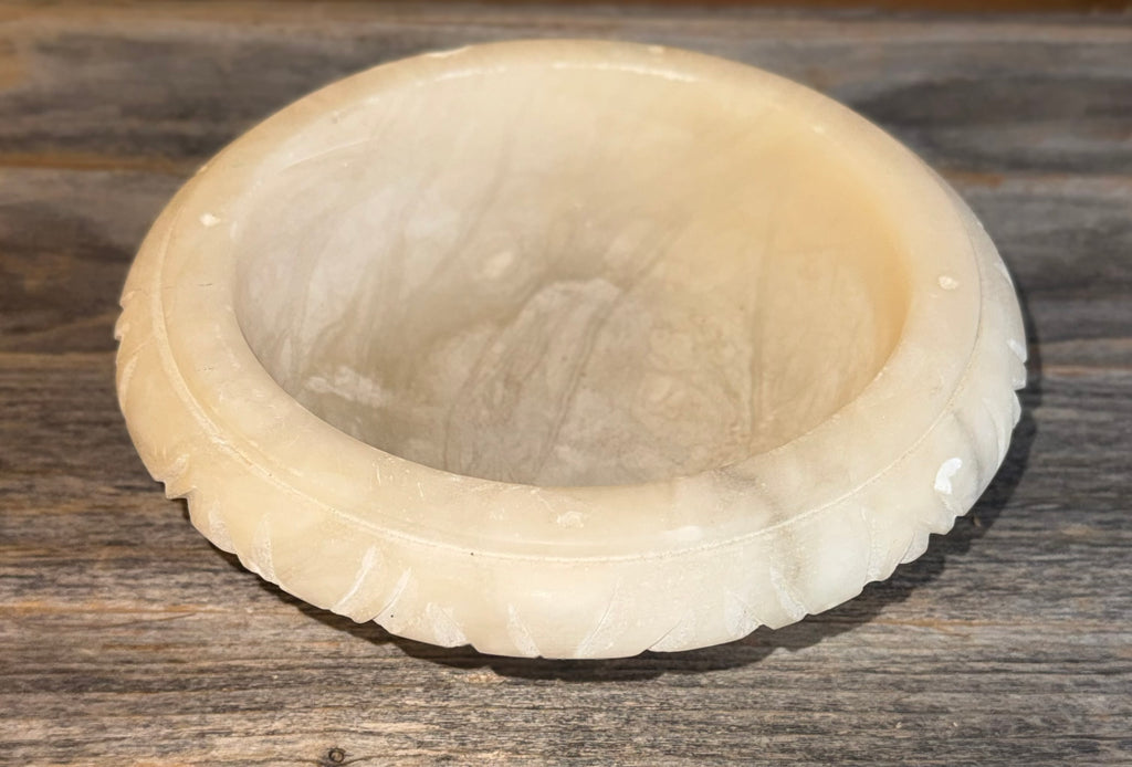 Vintage Alabaster Pedestal Bowl (Top Only)