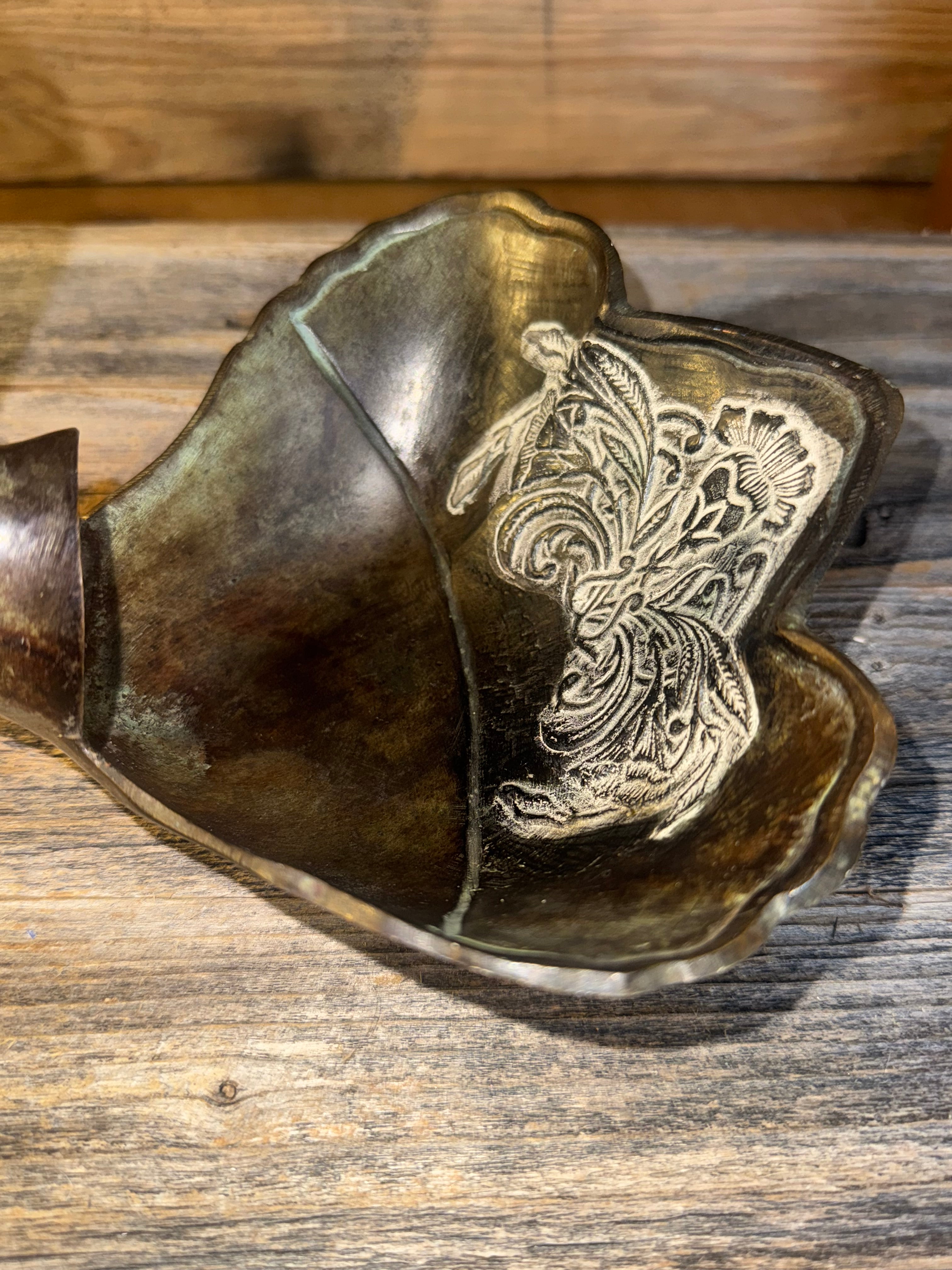 Vintage Etched Bronze Swan Bowl/Planter figurine