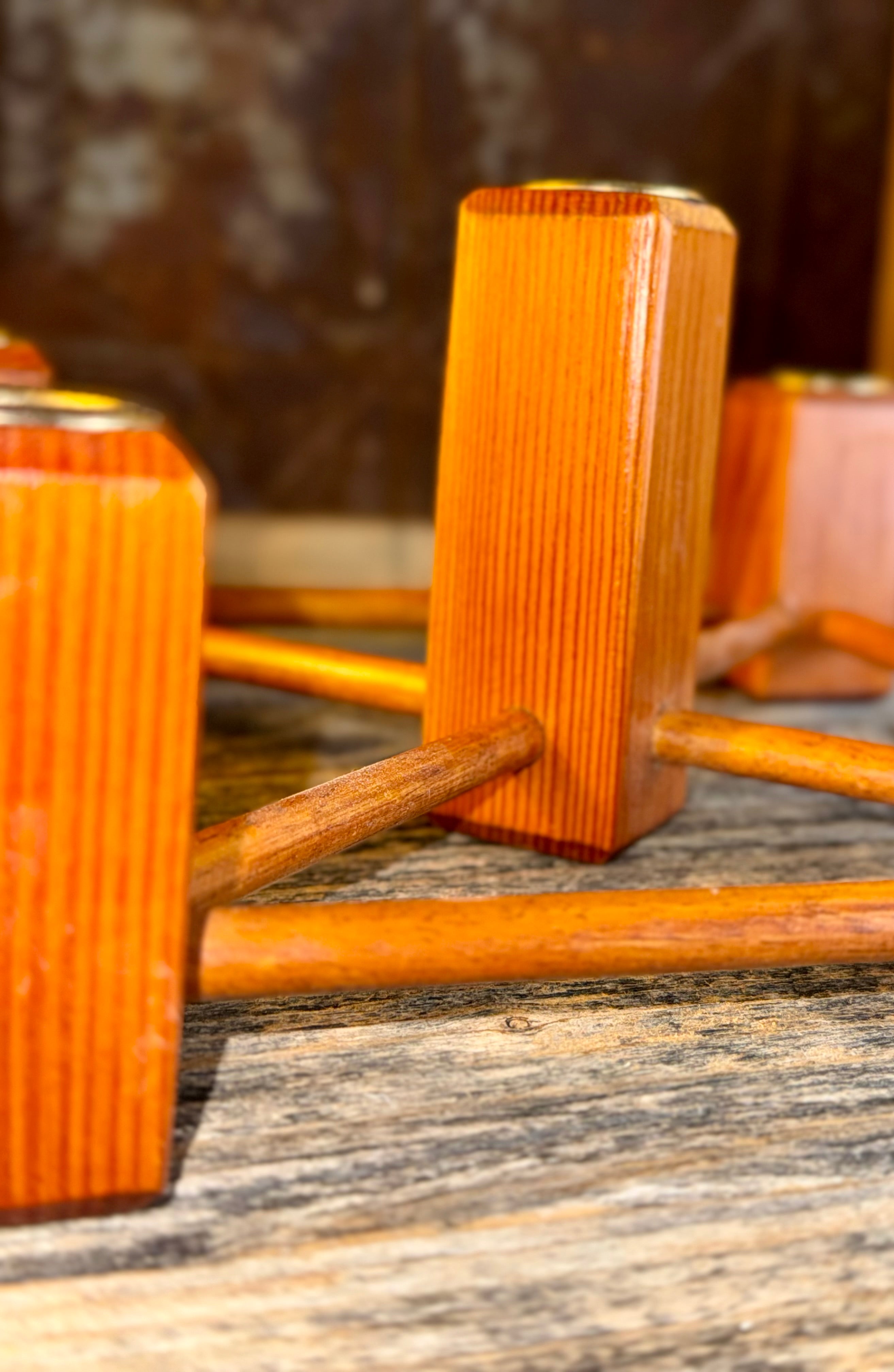 MCM Wood and Brass Candelabra