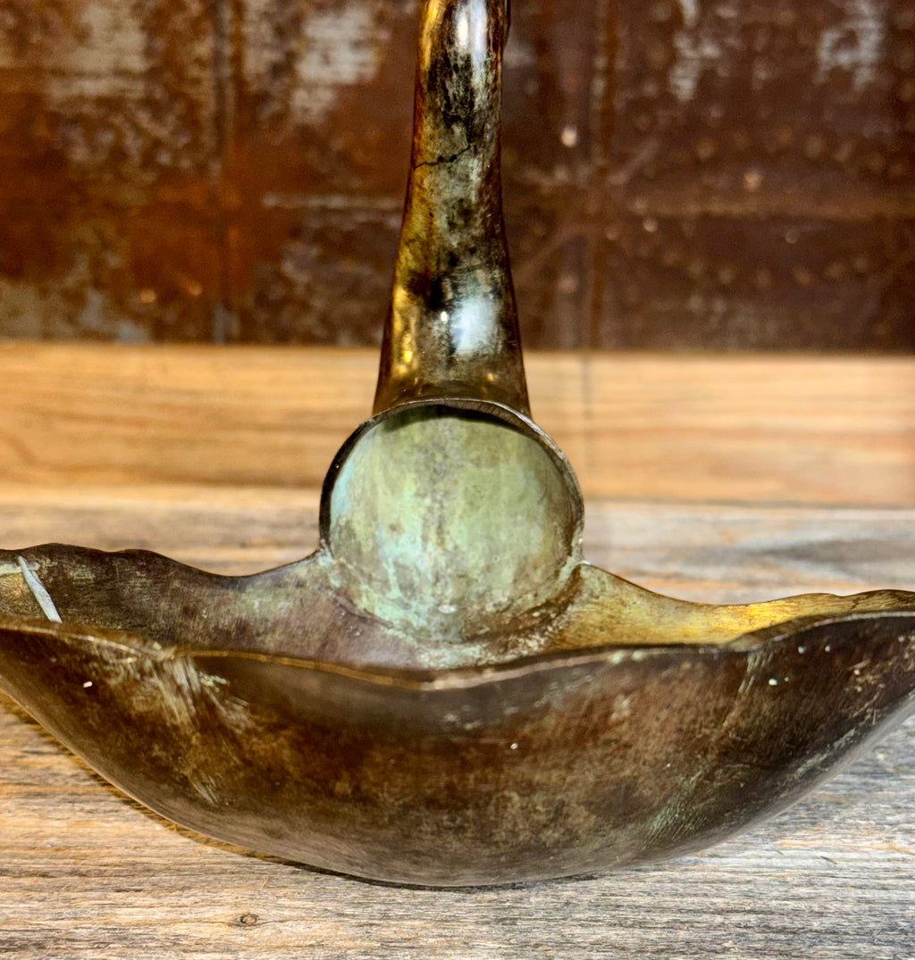 Vintage Etched Bronze Swan Bowl/Planter figurine