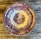 Vintage Romantic England Purple Transfer Ware Bowls