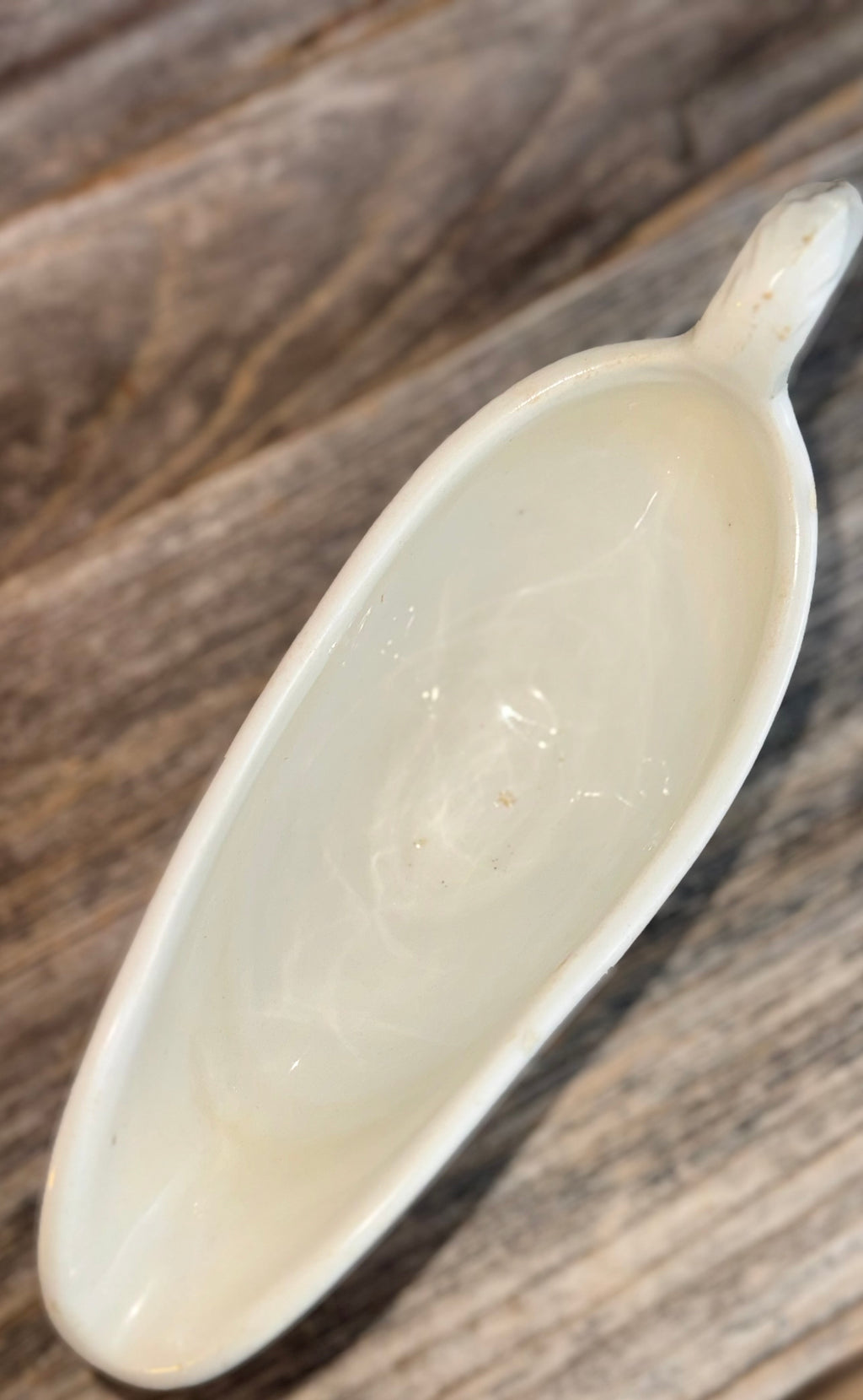 Vintage 1940's QMC Ironstone Gravy Boat, White