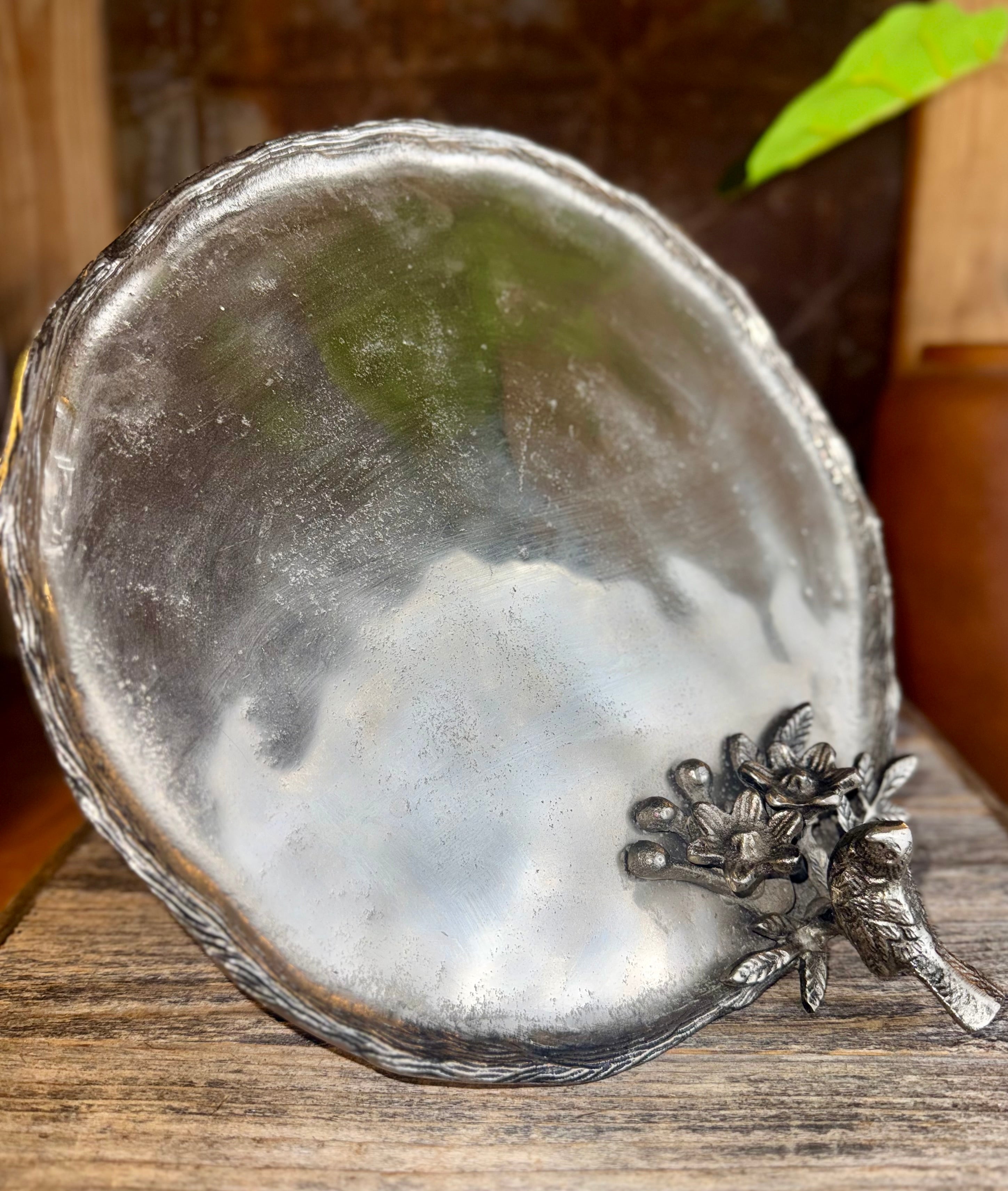 Silver Metal Oval Serving Tray