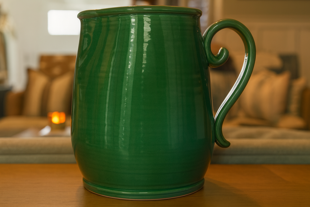 Handcrafted Italian Emerald Green Ceramic Pitcher
