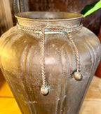 Vintage Tarnished Hammered Brass Copper Vase