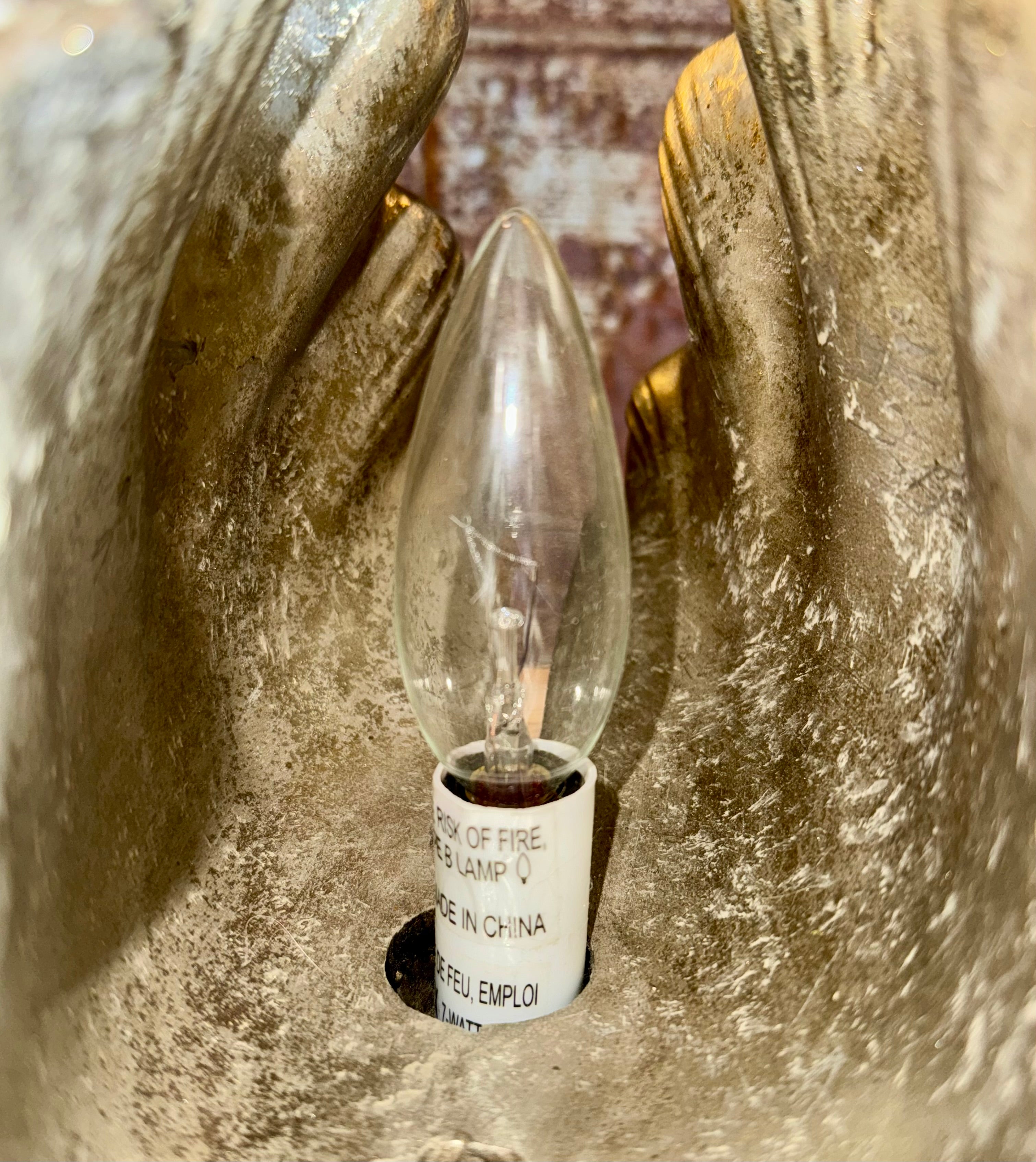 Vintage Silver Clam Shell Table Lamp