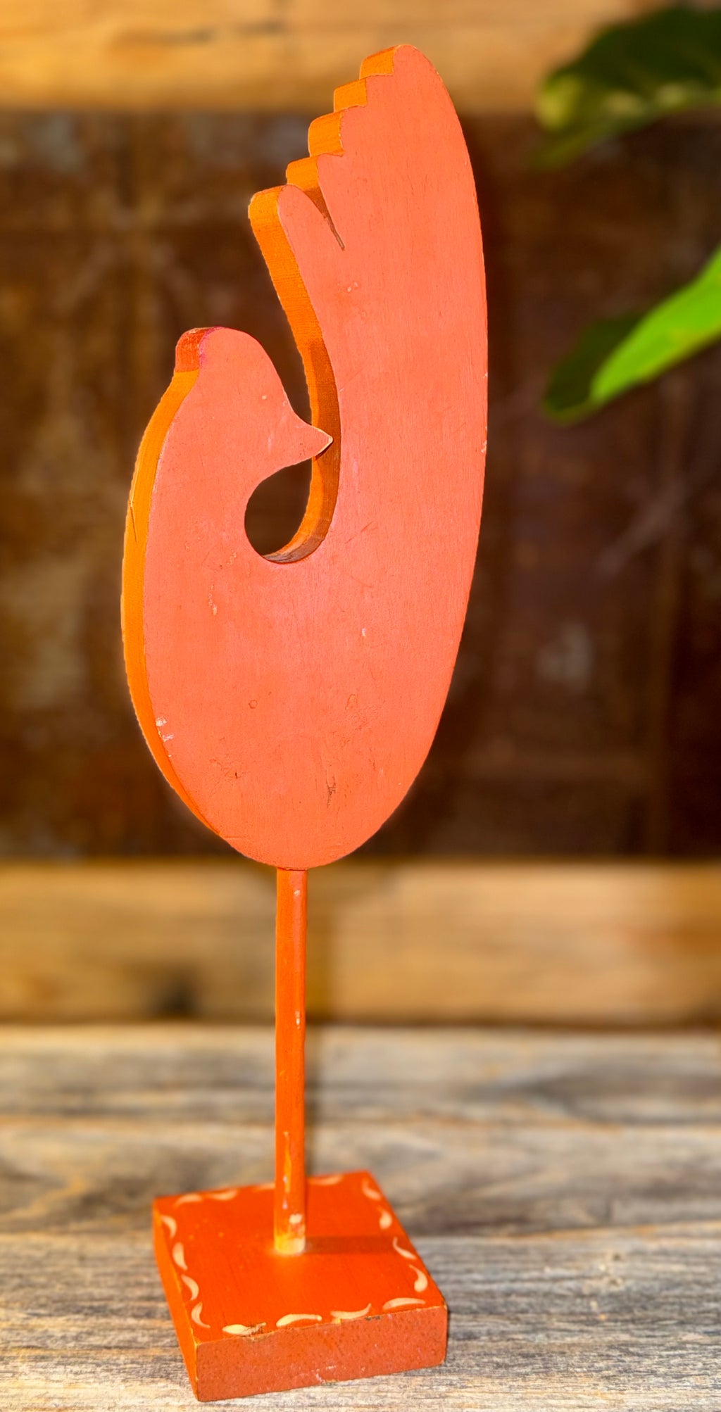 Hand Painted Wooden Rooster Folk Art piece