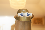 Vintage Brass Coal Scuttle with Hand-Painted Ceramic Handles