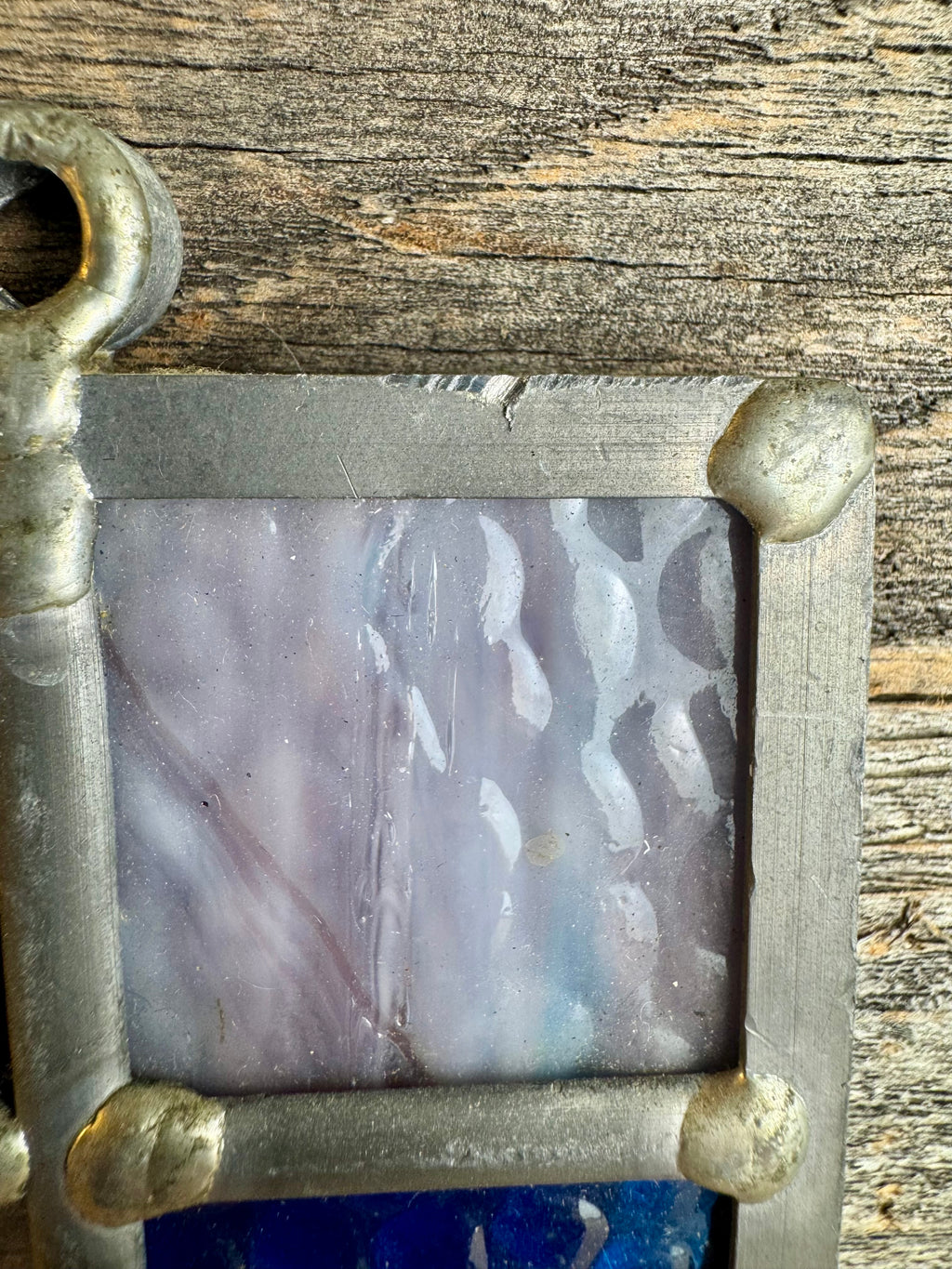 Vintage Stain glass Sun Catcher w/ Dried Flower Insert