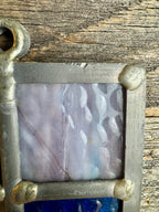 Vintage Stain glass Sun Catcher w/ Dried Flower Insert