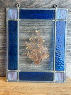 Vintage Stain glass Sun Catcher w/ Dried Flower Insert