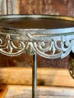 Metal Set of 2 Decorative Riser Stands w/ Scalloped Detail Edges