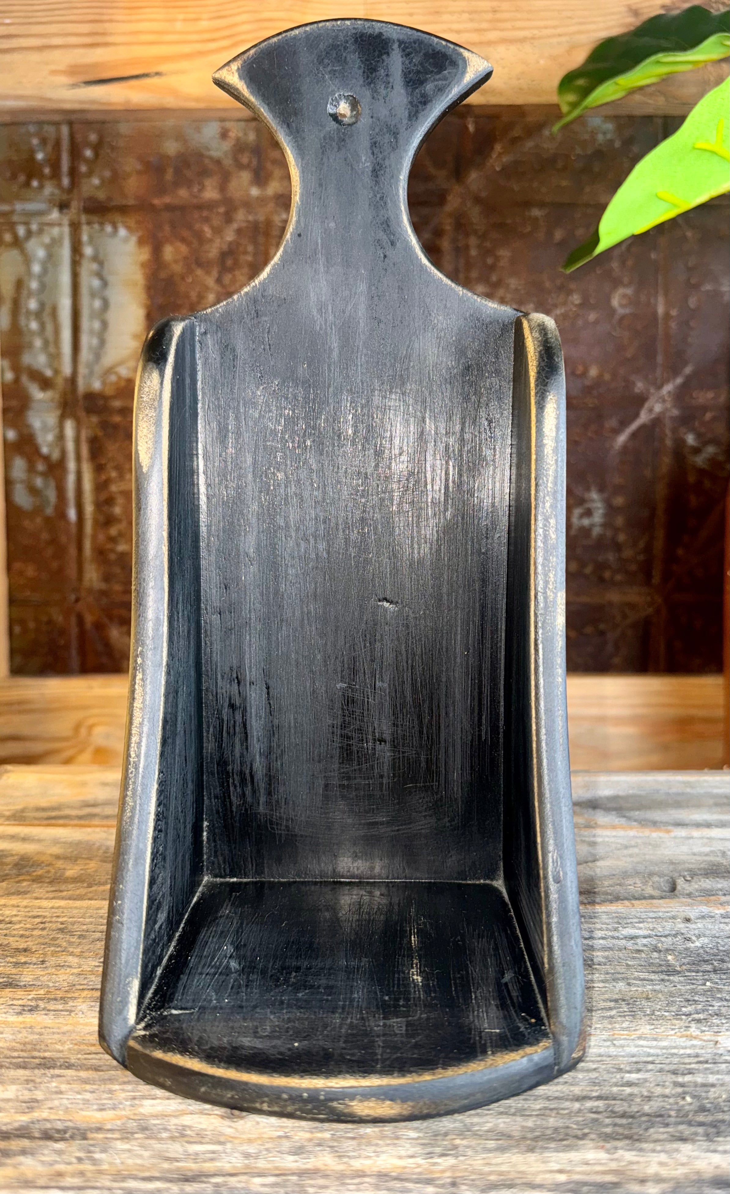Black Wooden Candle Shelf Primitive Style