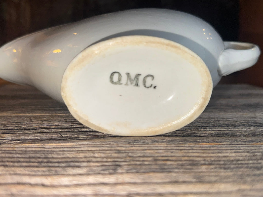 Vintage 1940's QMC Ironstone Gravy Boat, White