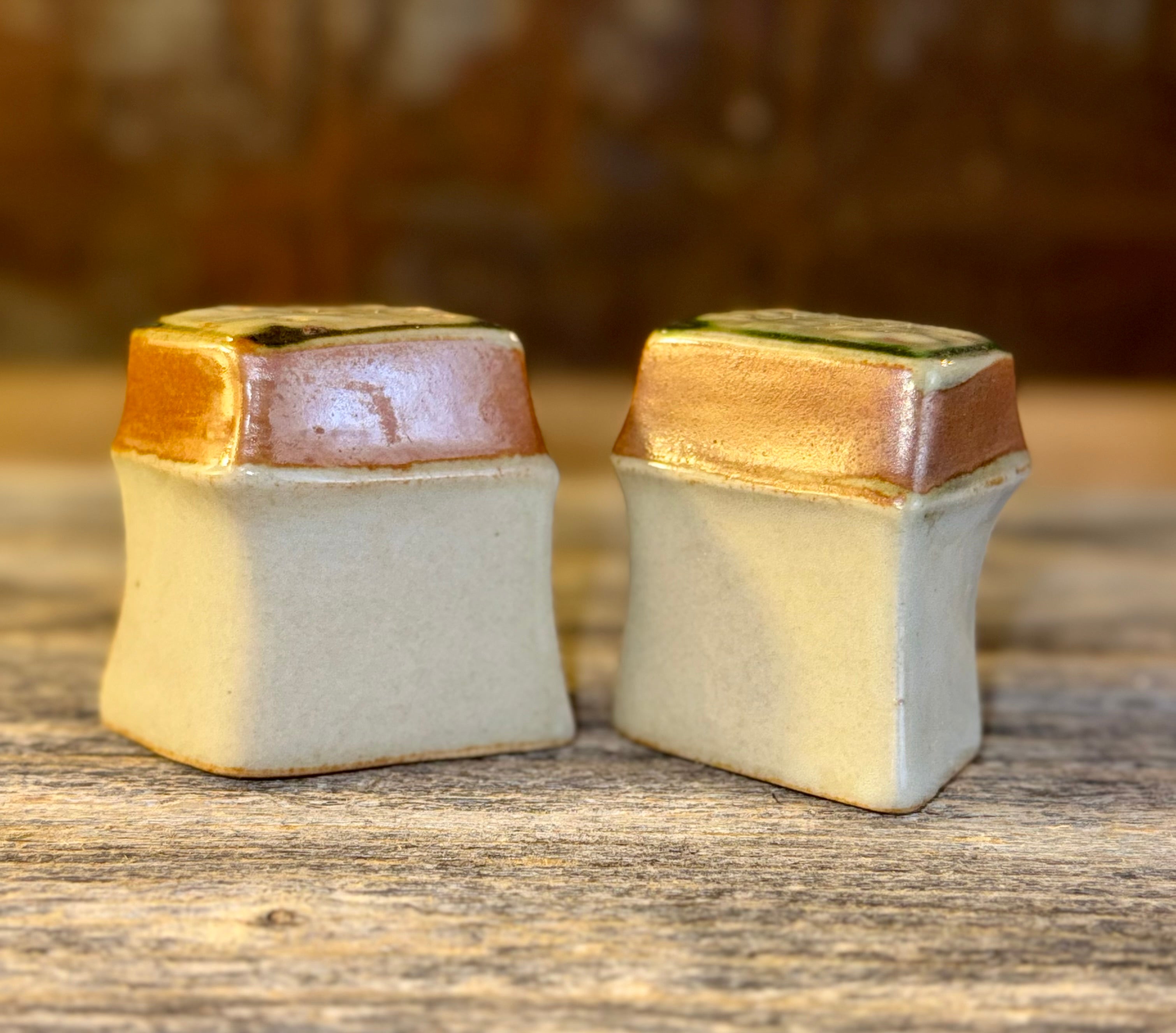 Iron Mountain Stoneware Whispering Pines Salt & Pepper Shakers from 1970's