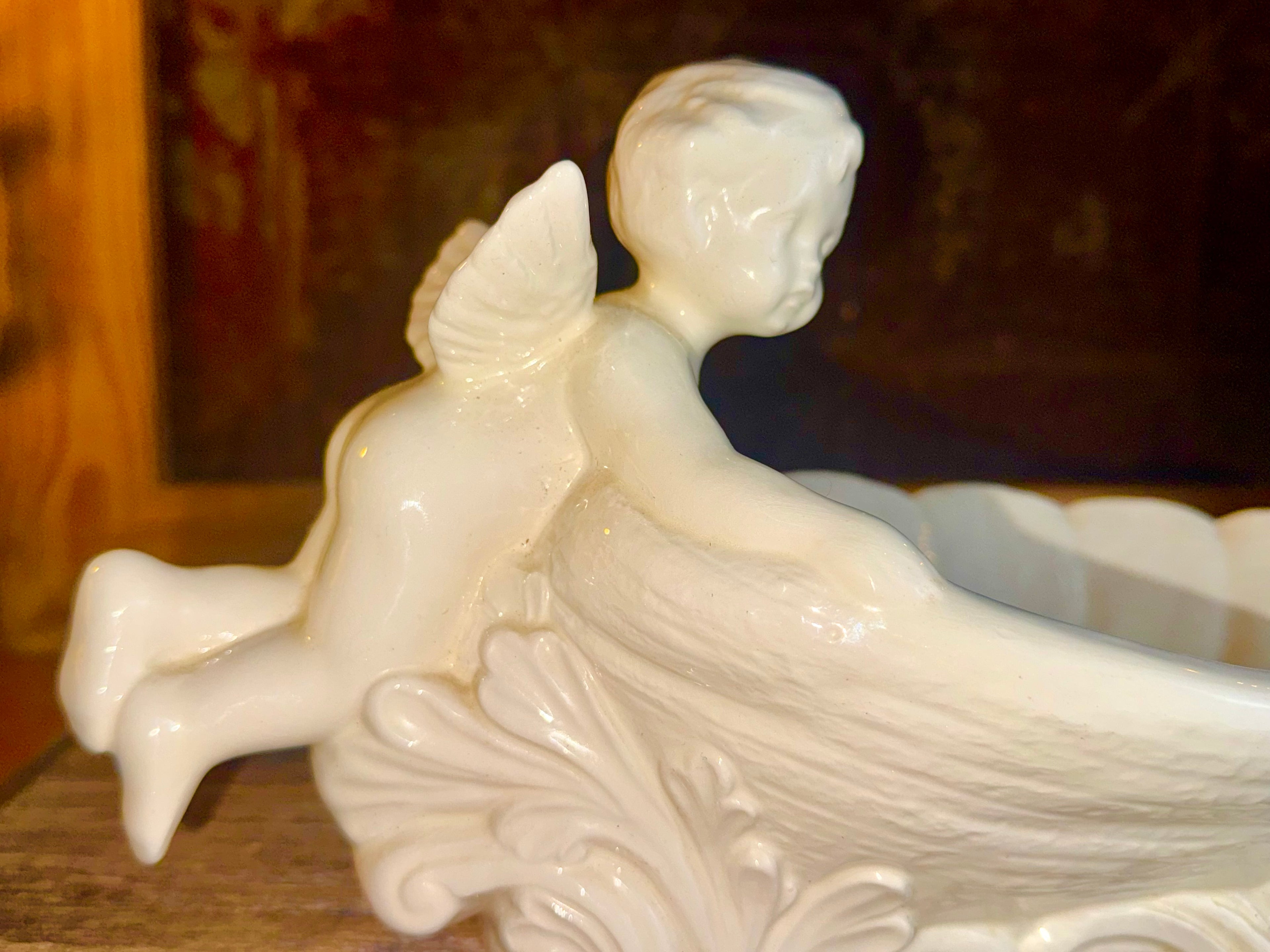 Vintage Ceramic Cherub Pedestal Dish