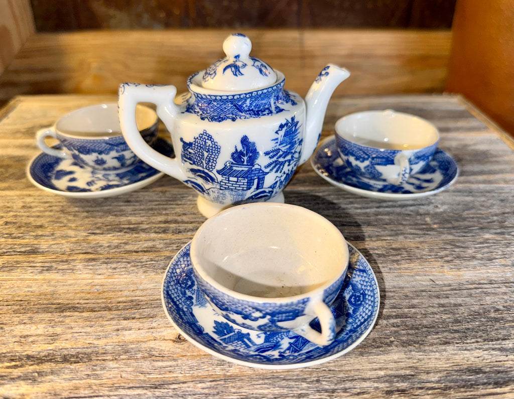 Miniature Blue Willow Tea Set