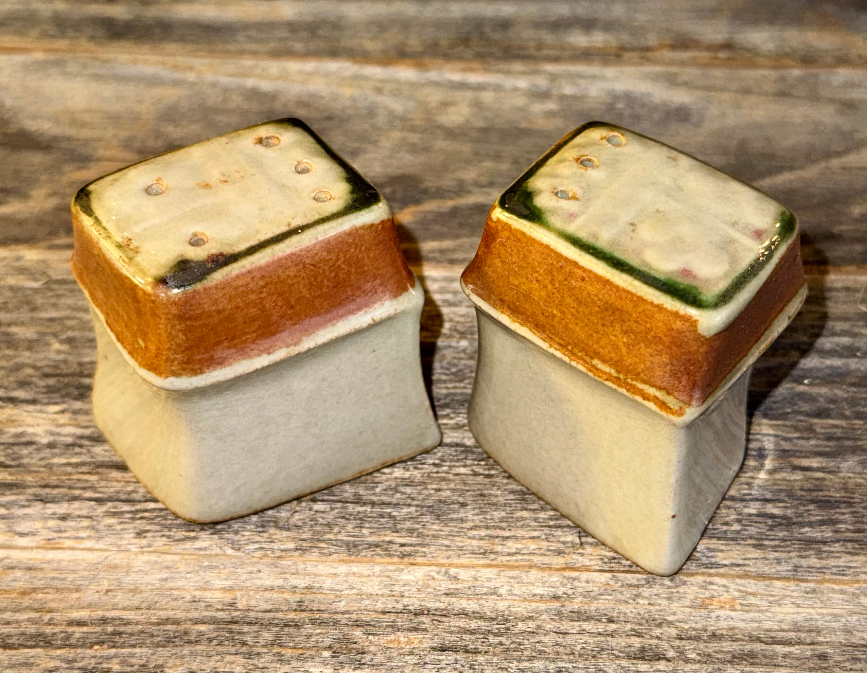 Iron Mountain Stoneware Whispering Pines Salt & Pepper Shakers from 1970's