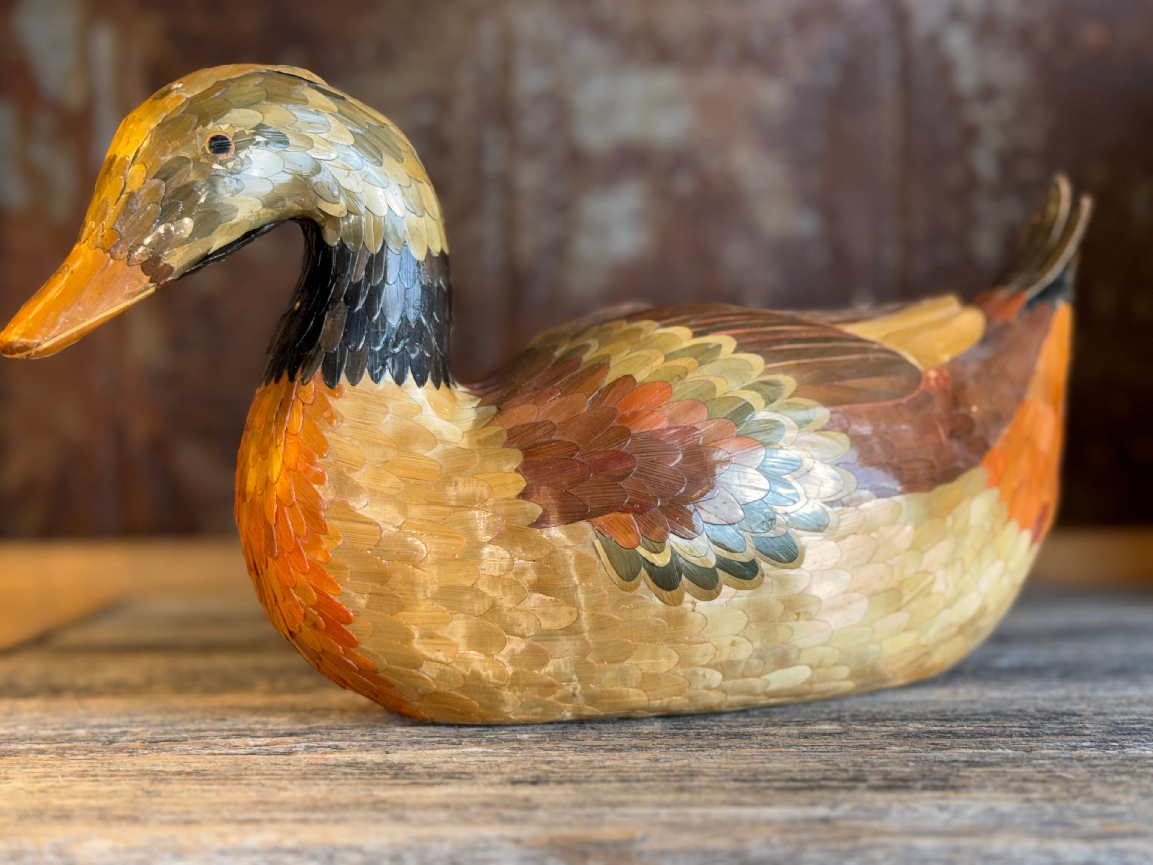 Vintage Layered Bamboo Mallard Duck