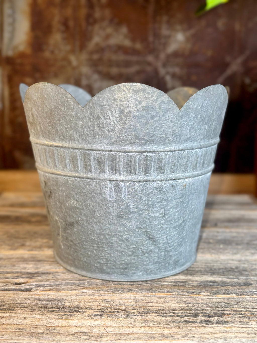 Scalloped Metal Bucket/Planter