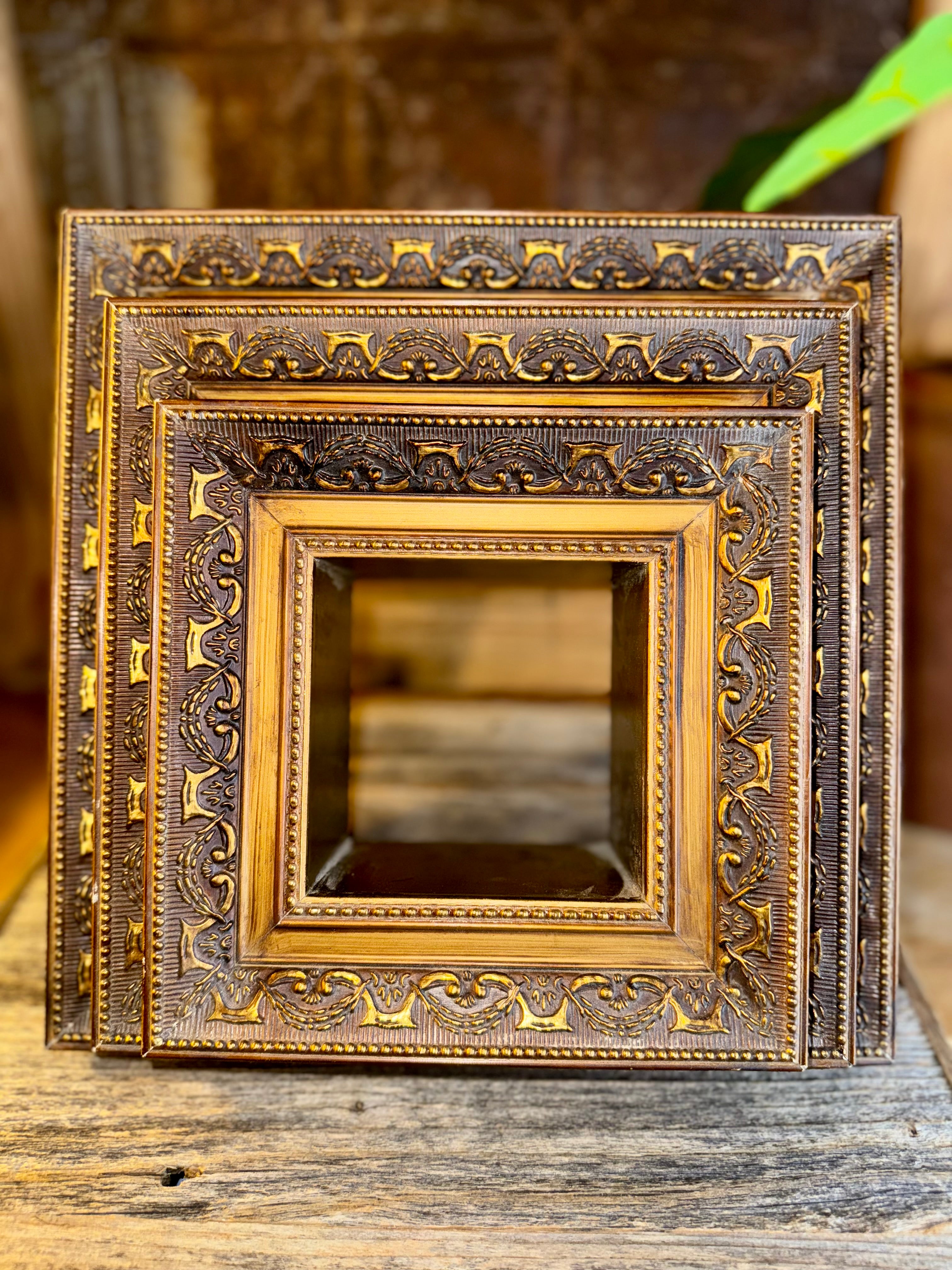 Ornate Bronze Gold Frame Shadow Box (set of 3)