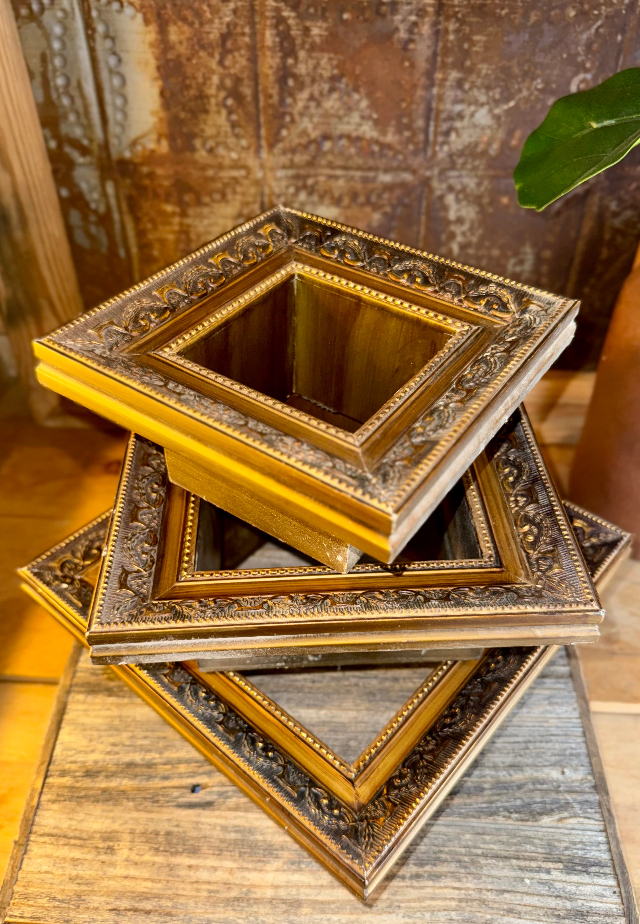 Ornate Bronze Gold Frame Shadow Box (set of 3)