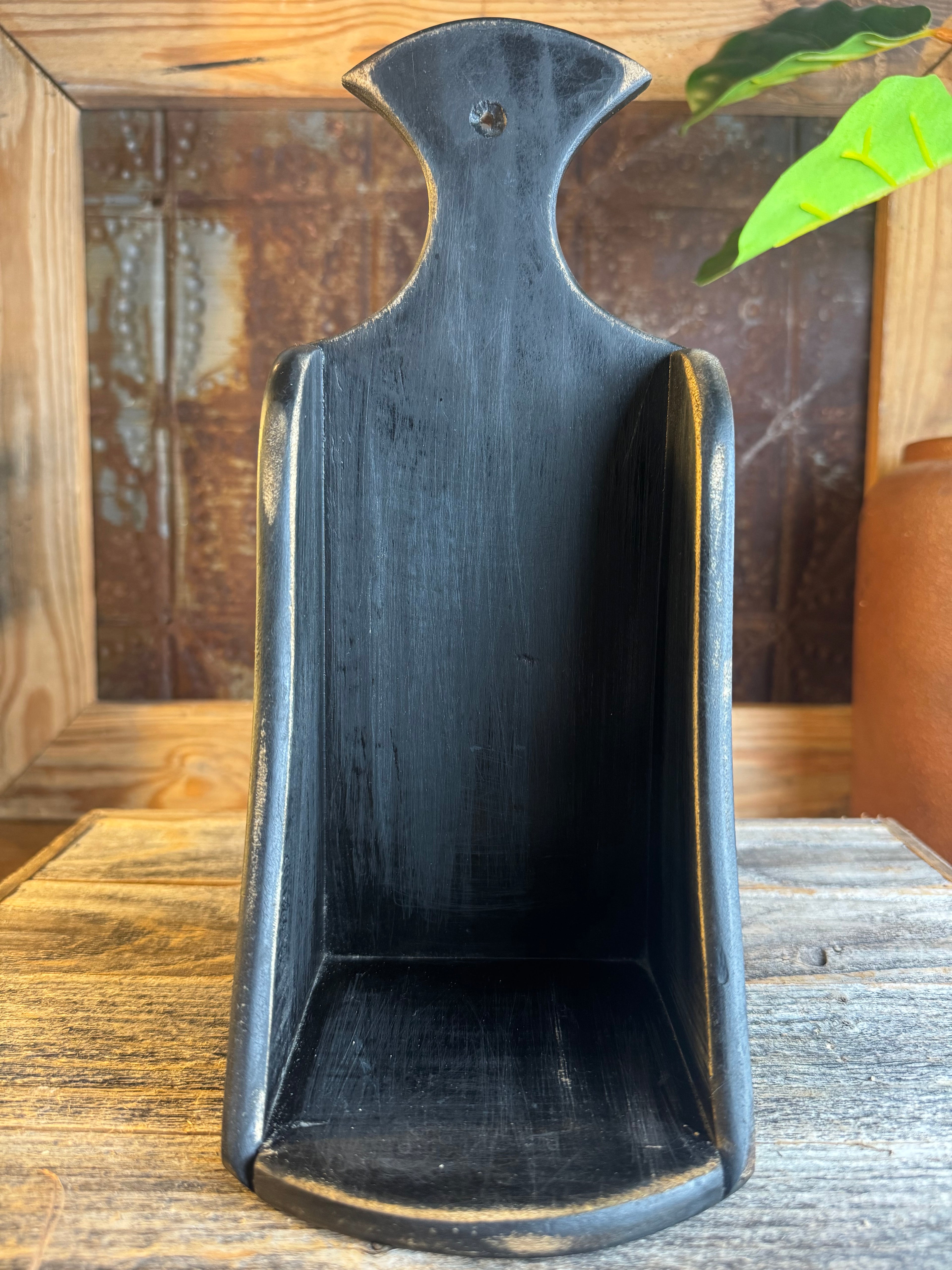 Black Wooden Candle Shelf Primitive Style
