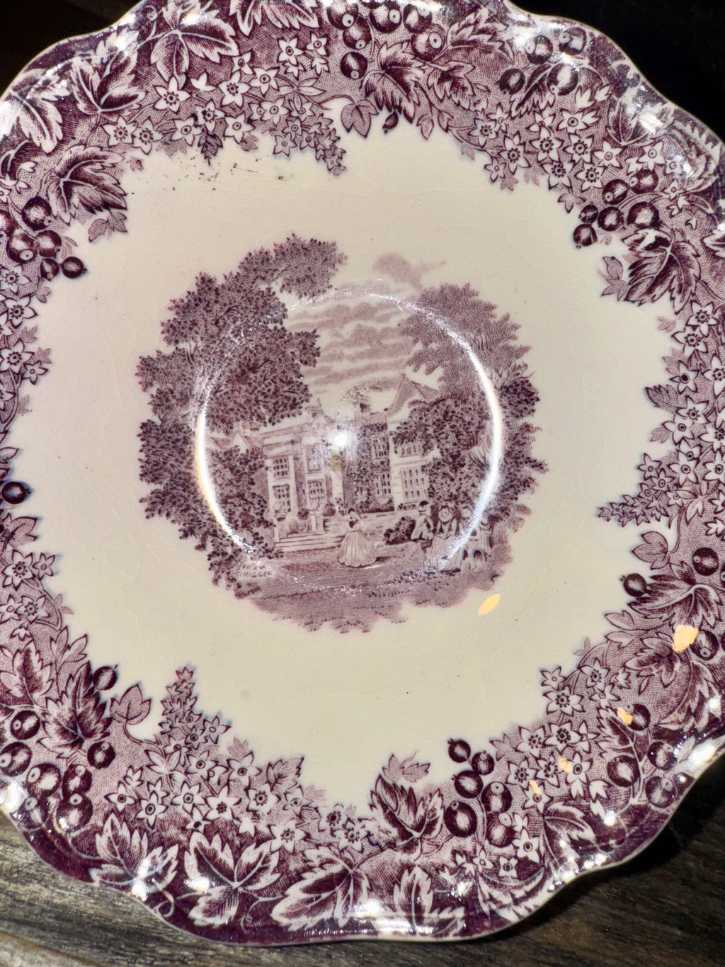 Vintage Romantic England Purple Transfer Ware Bowls