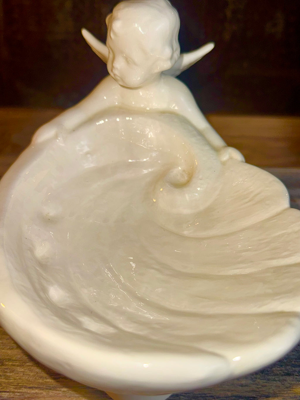 Vintage Ceramic Cherub Pedestal Dish