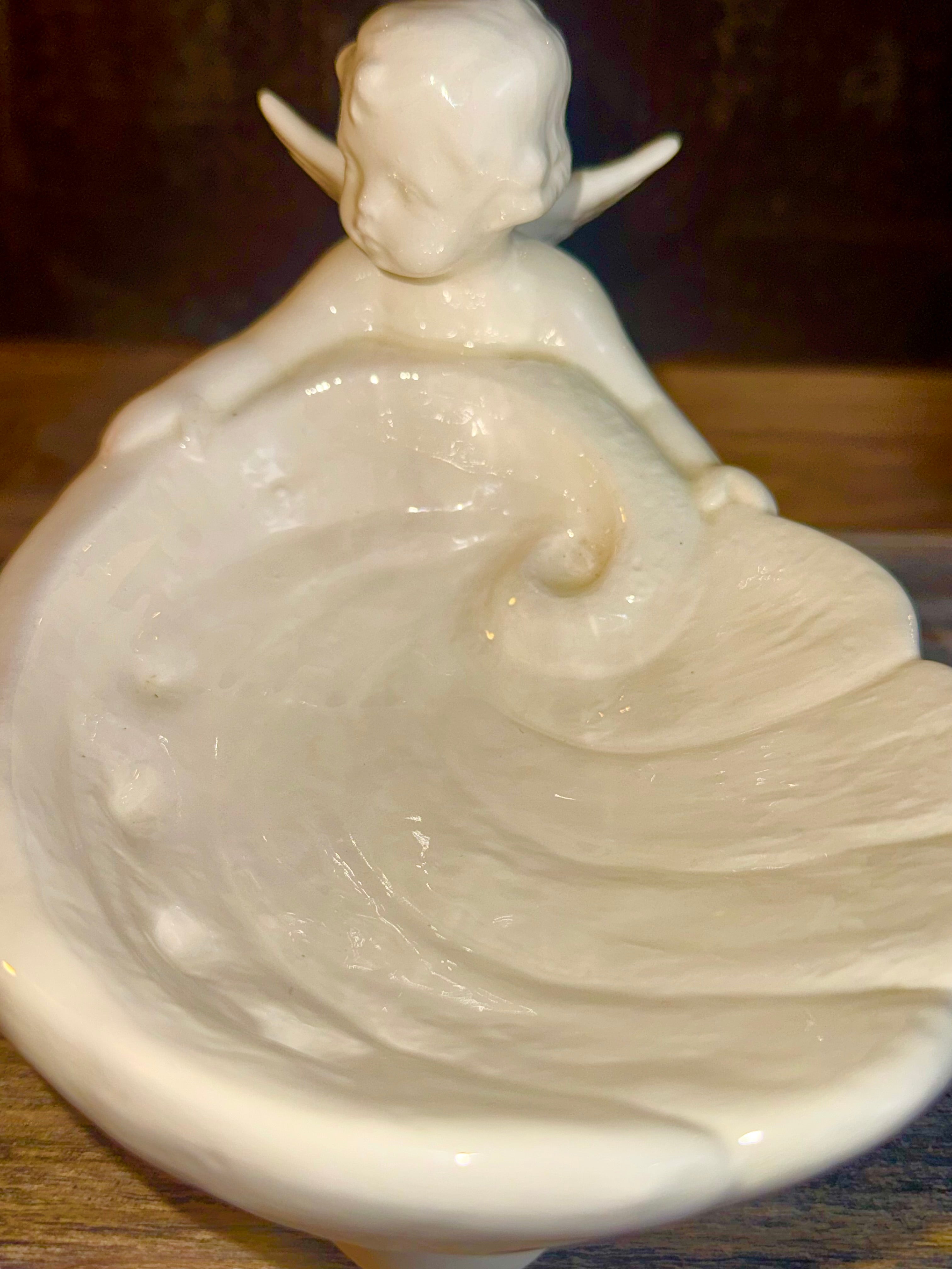 Vintage Ceramic Cherub Pedestal Dish