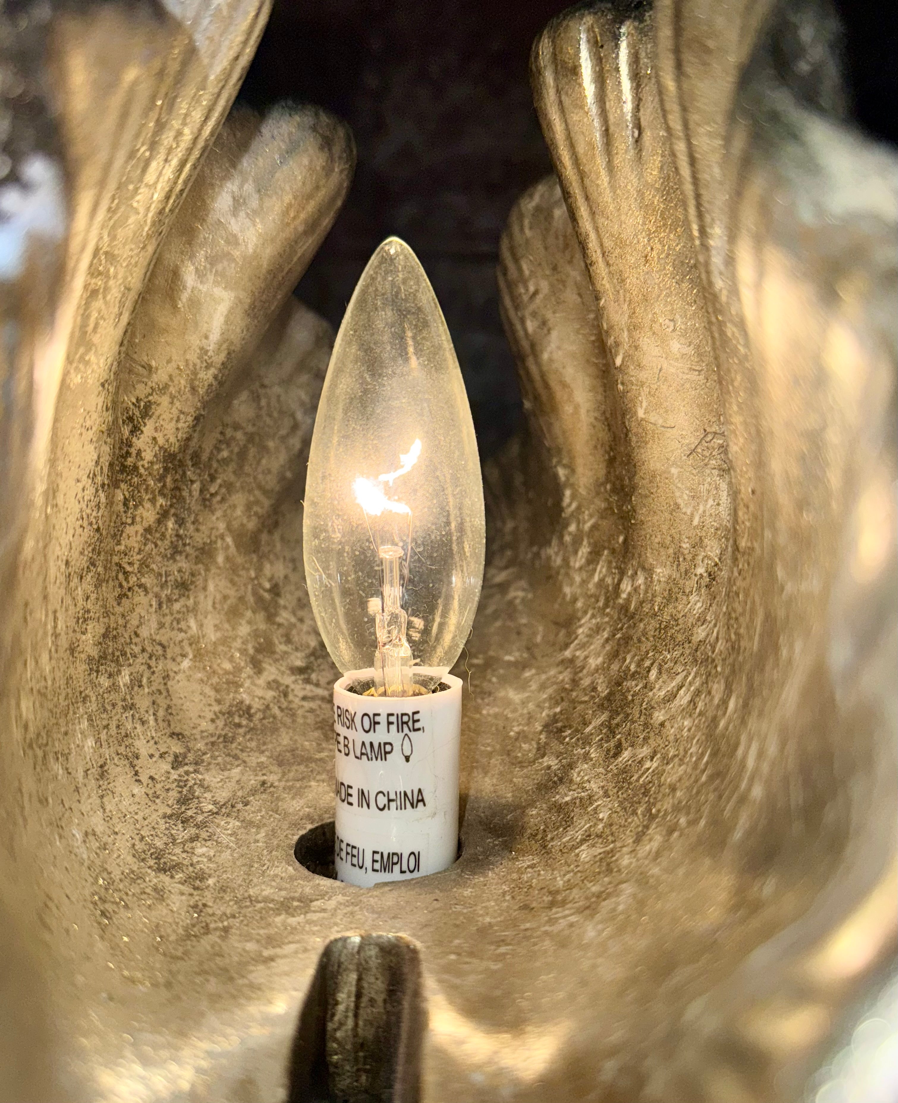 Vintage Silver Clam Shell Table Lamp