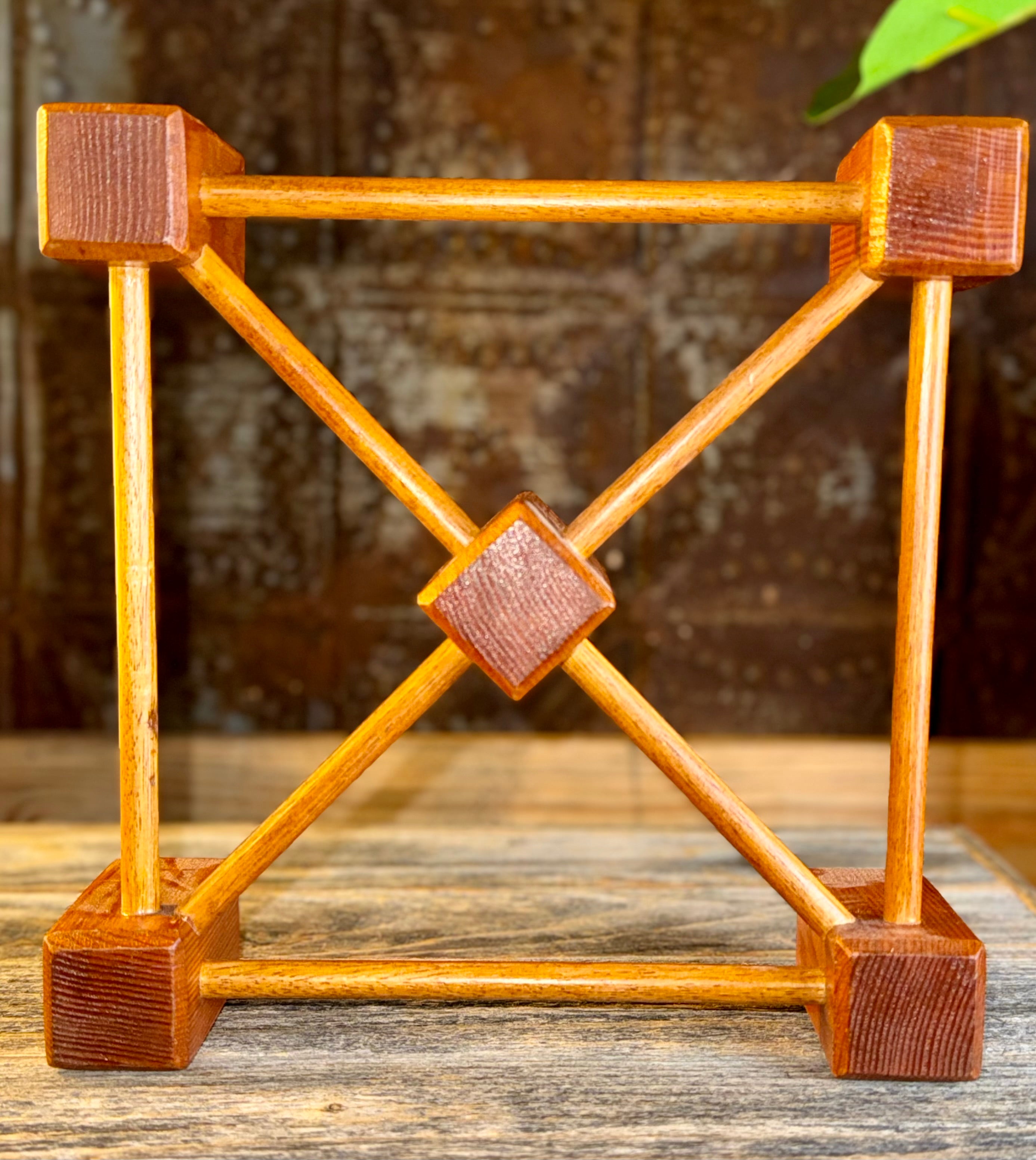 MCM Wood and Brass Candelabra