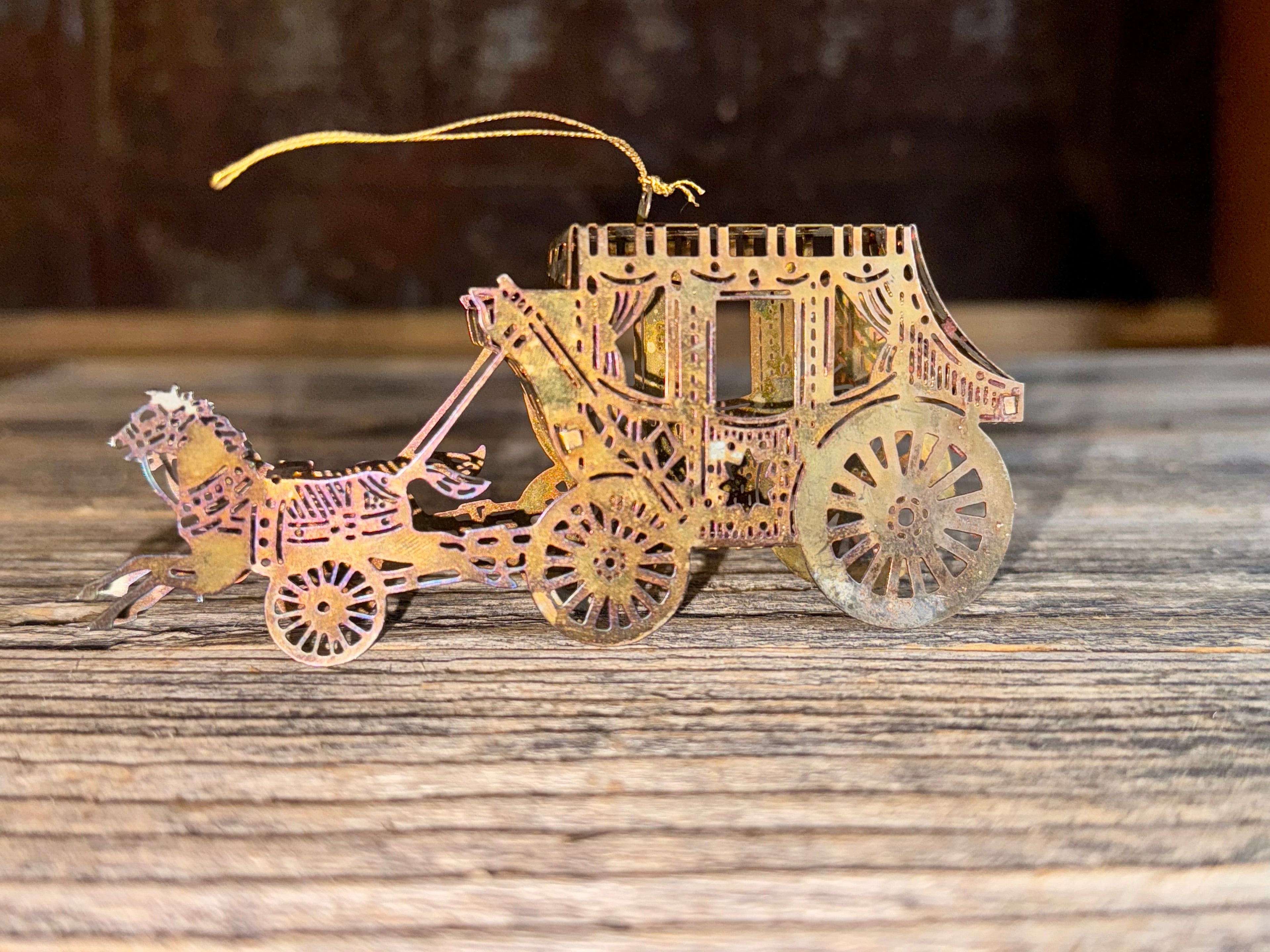 Brass Stage Coach Cutout Ornament