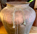 Vintage Tarnished Hammered Brass Copper Vase