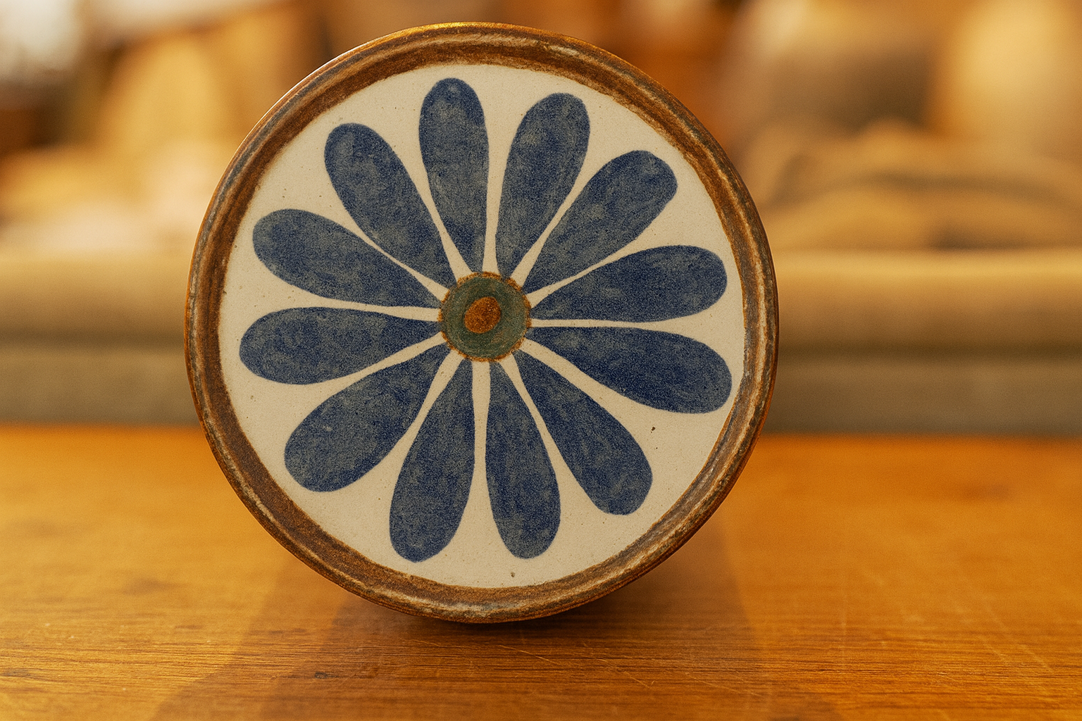 Ken Edwards Tonala Pottery Pillar Candle Holder Signed KE 6" Tall made in Mexico