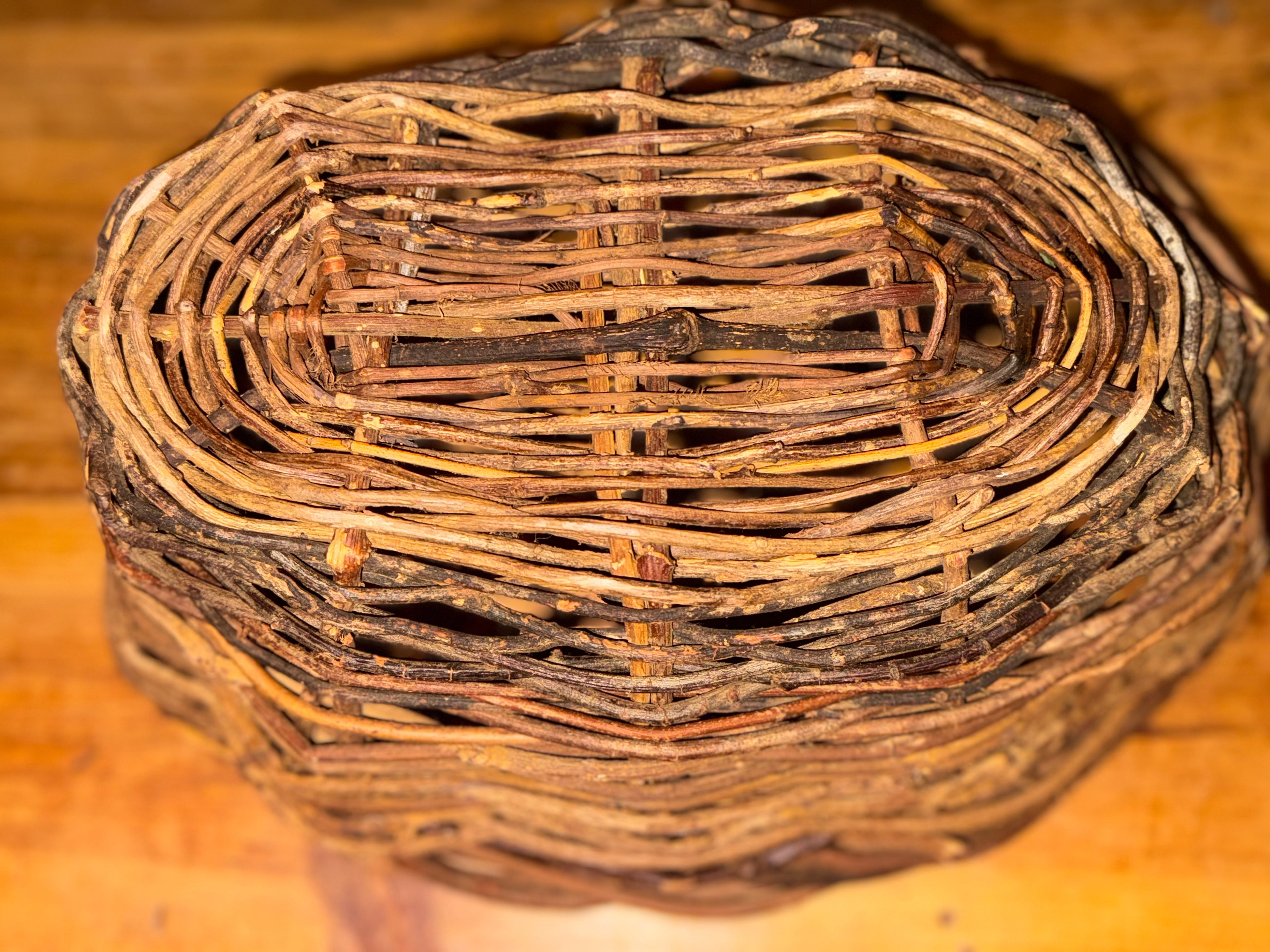 Vintage Multi-toned Woven Grapevine Basket