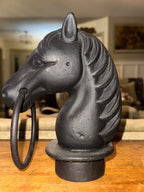 Vintage 9" Cast Iron Horse Head Hitching Post Top with Hitch Ring