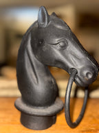 Vintage 9" Cast Iron Horse Head Hitching Post Top with Hitch Ring