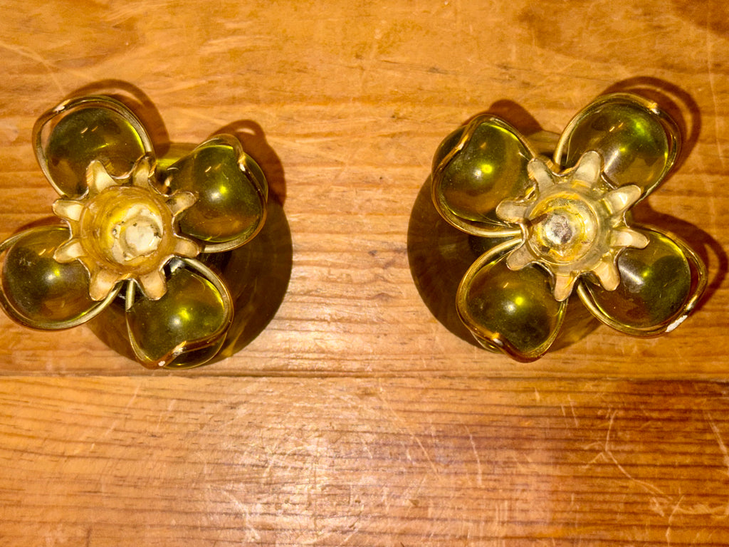 MCM Avocado Lucite Candle Holder (Set of 2)