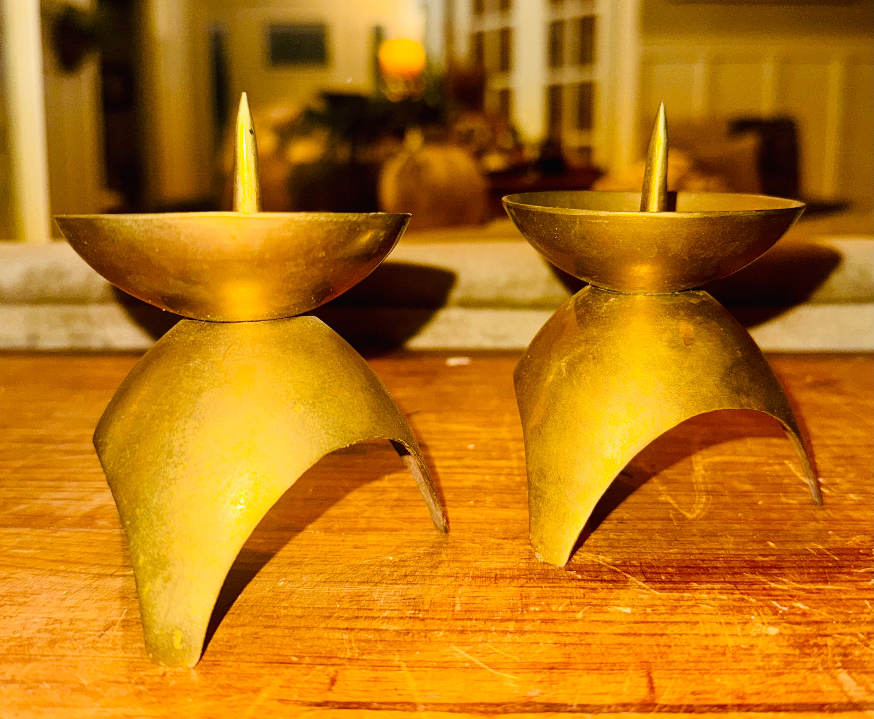 Atomic-Mid Century Brass Candle Holder (Set of 2)