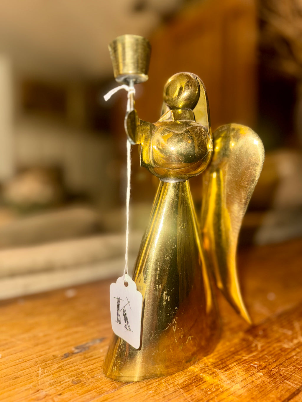 Vintage Brass Angel Candle Holder