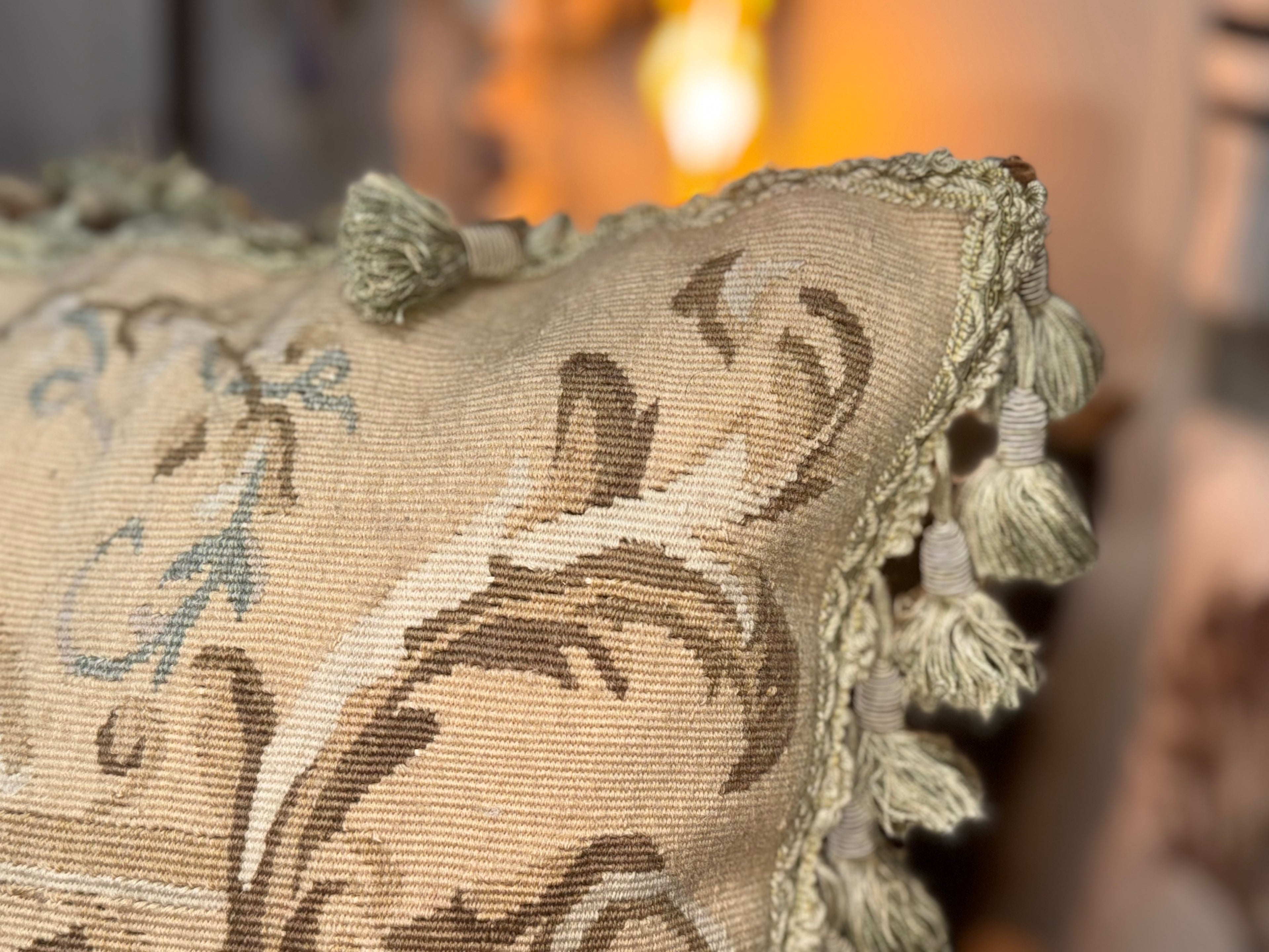 Vintage Katha Diddle Wool Needlepoint Pillow w/Tassels