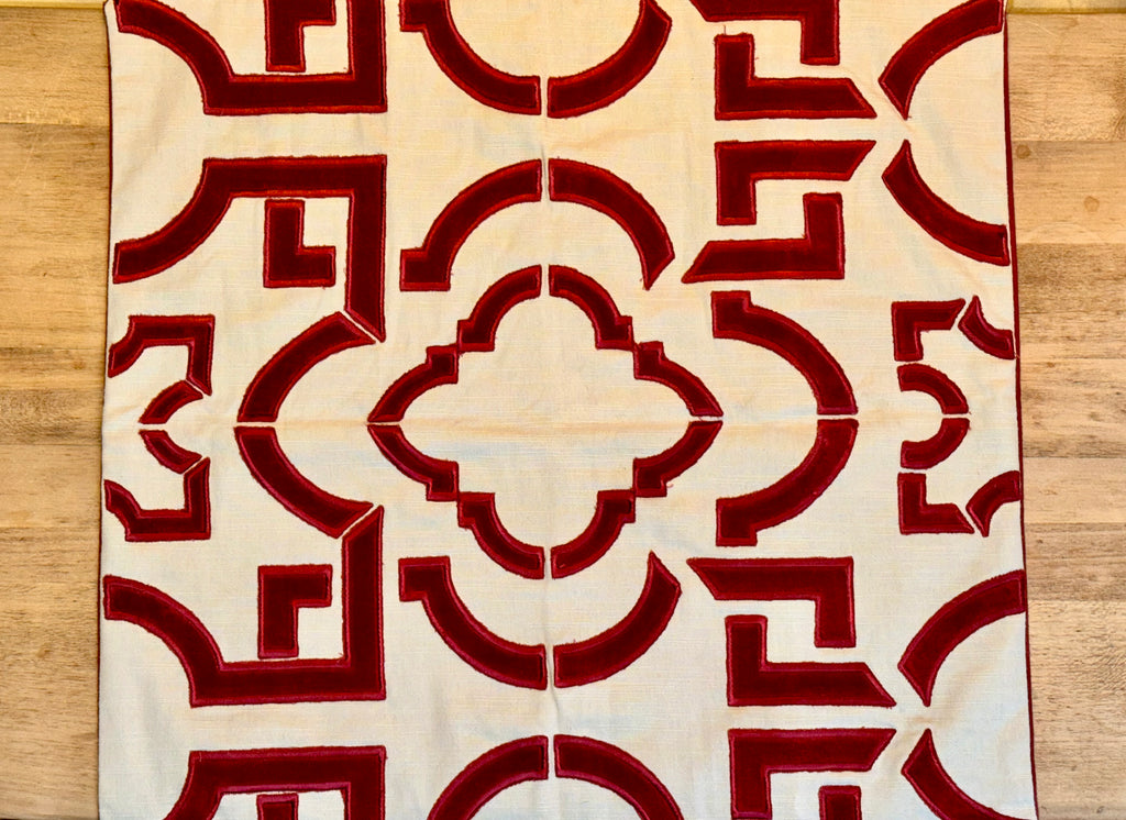 Geometric Red and Cream Pillow Cases (Set of 2)