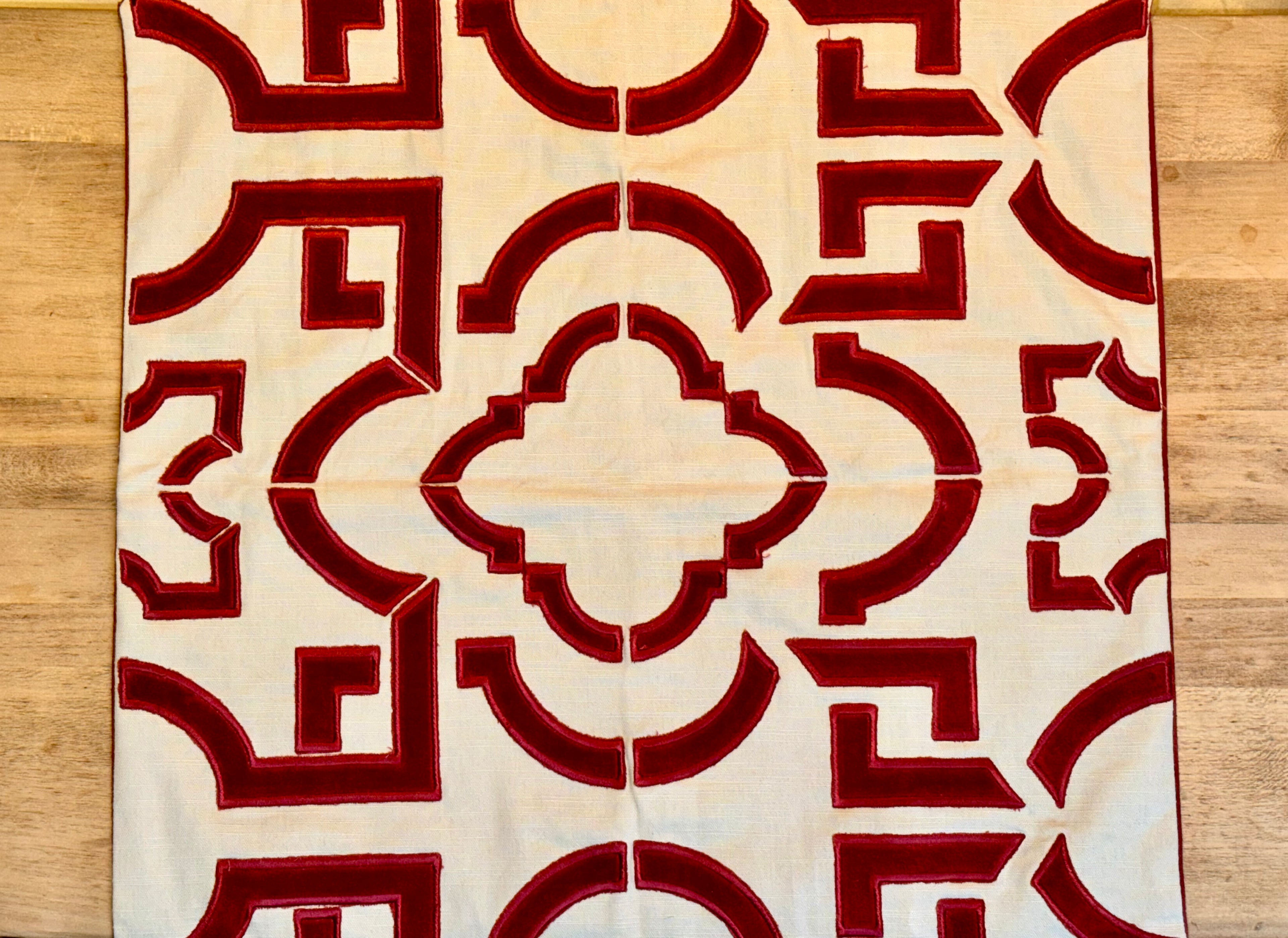 Geometric Red and Cream Pillow Cases (Set of 2)