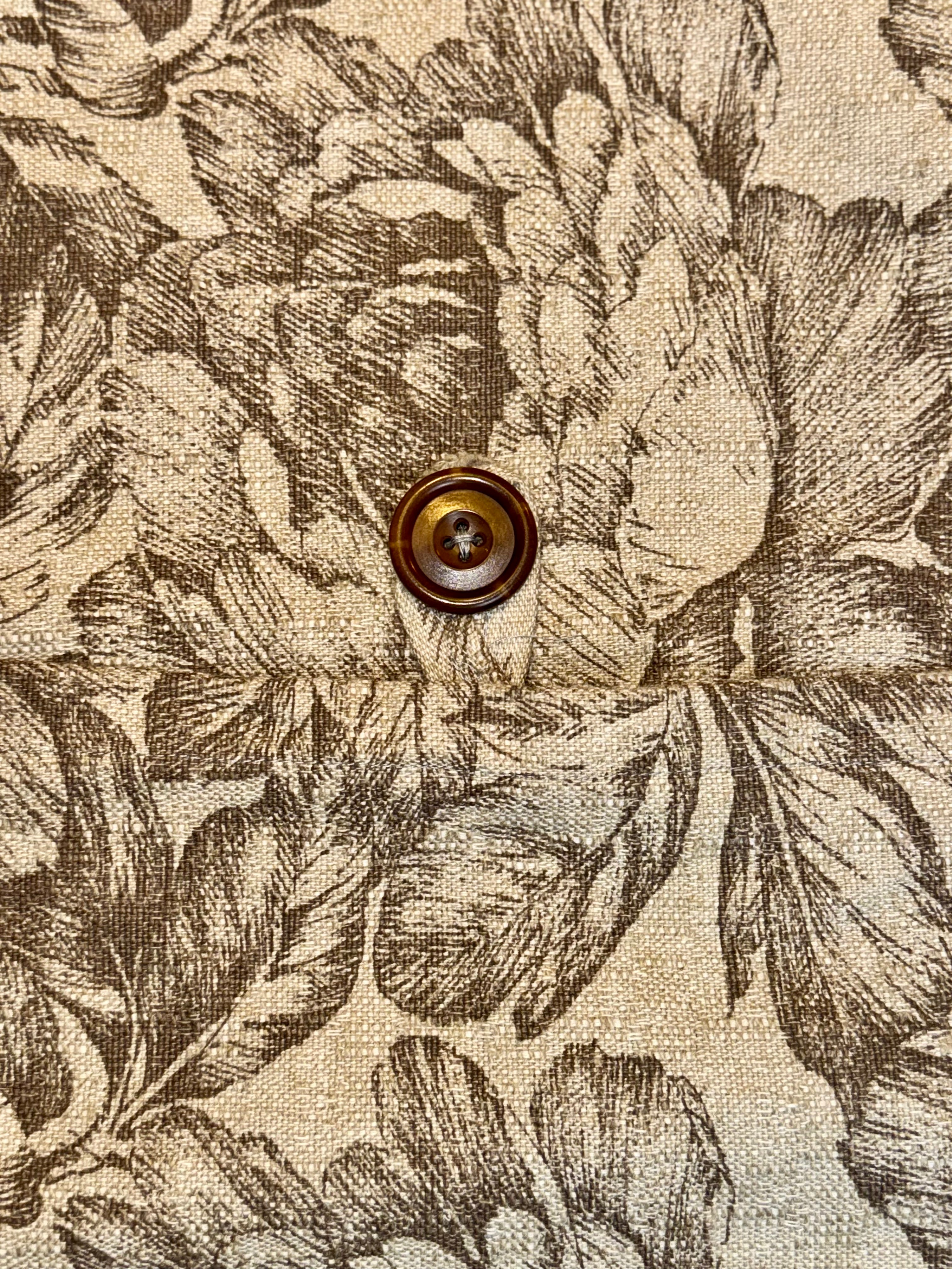 Natural Floral Brown Throw Pillow Case w/Button
