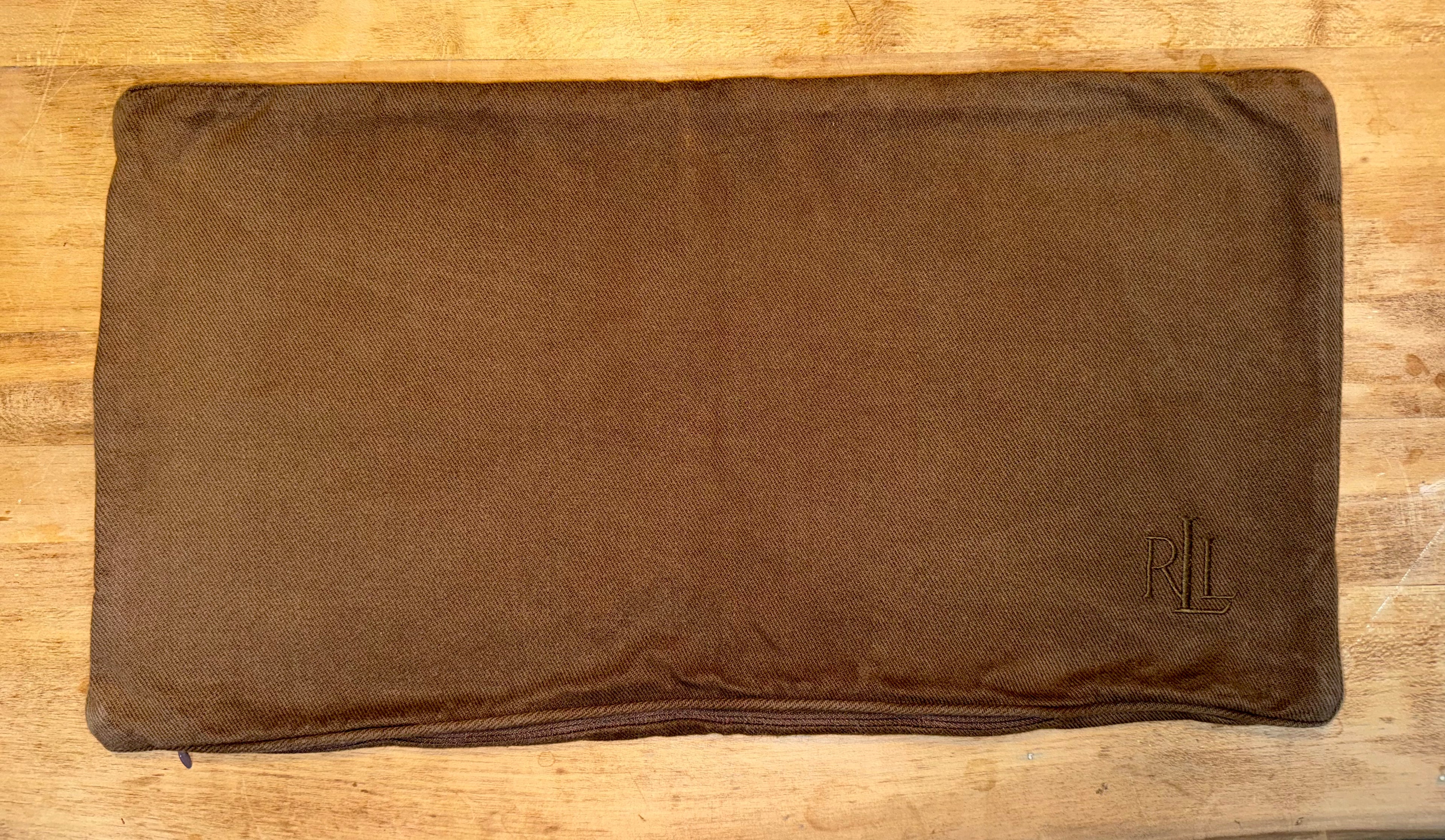 Vintage Brown Mono Ralph Lauren Pillow Cover